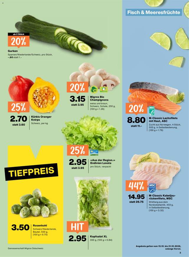 Neue Migros Aktionen ab 15.10.