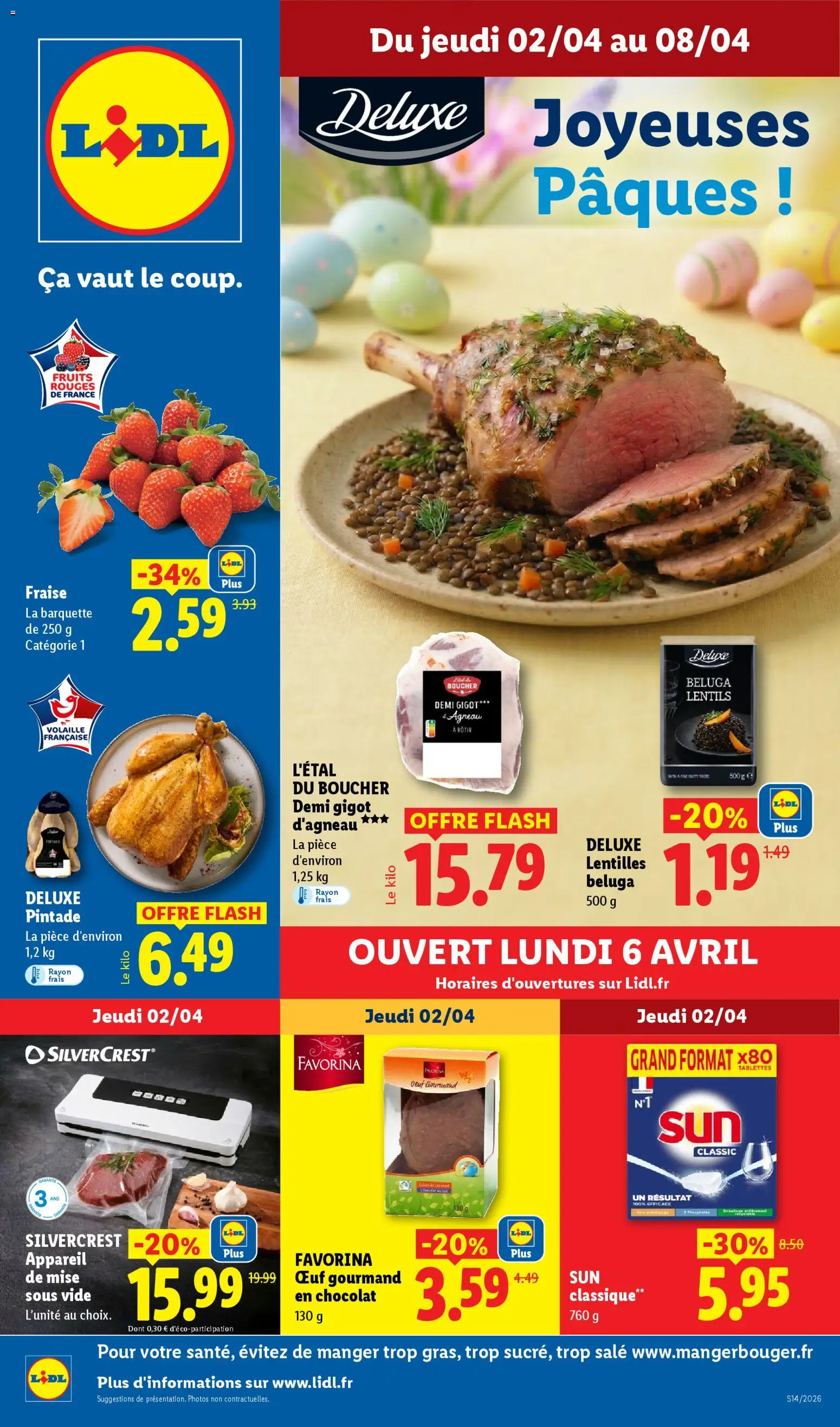 Prévisualisation de LIDL catalogue de la semaine 14 du magasin LIDL formulaire valide 02/04/2026 - Fruits, Lentilles, Fraise, Agneau, Silvercrest, Appareil de mise sous vide, Appareil de mise sous vide silvercrest, Silvercrest appareil de mise sous vide