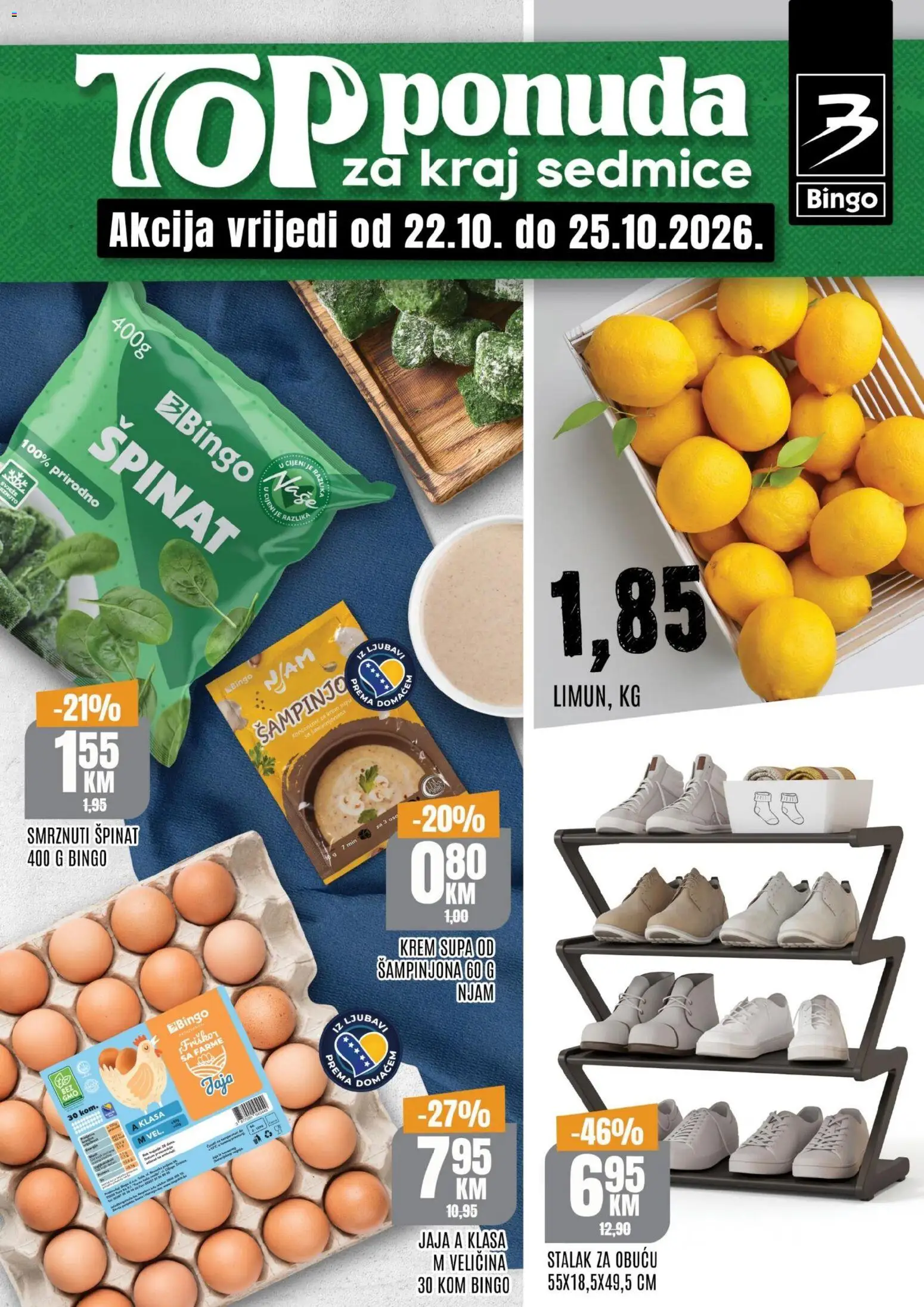 Pregled letka Bingo Top ponuda za kraj sedmice trgovine Bingo vrijedi od 22.10.2026
