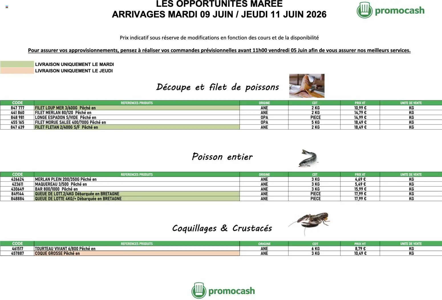 Prévisualisation de Promocash Opportunités Marée du magasin Promocash formulaire valide 09/06/2026
