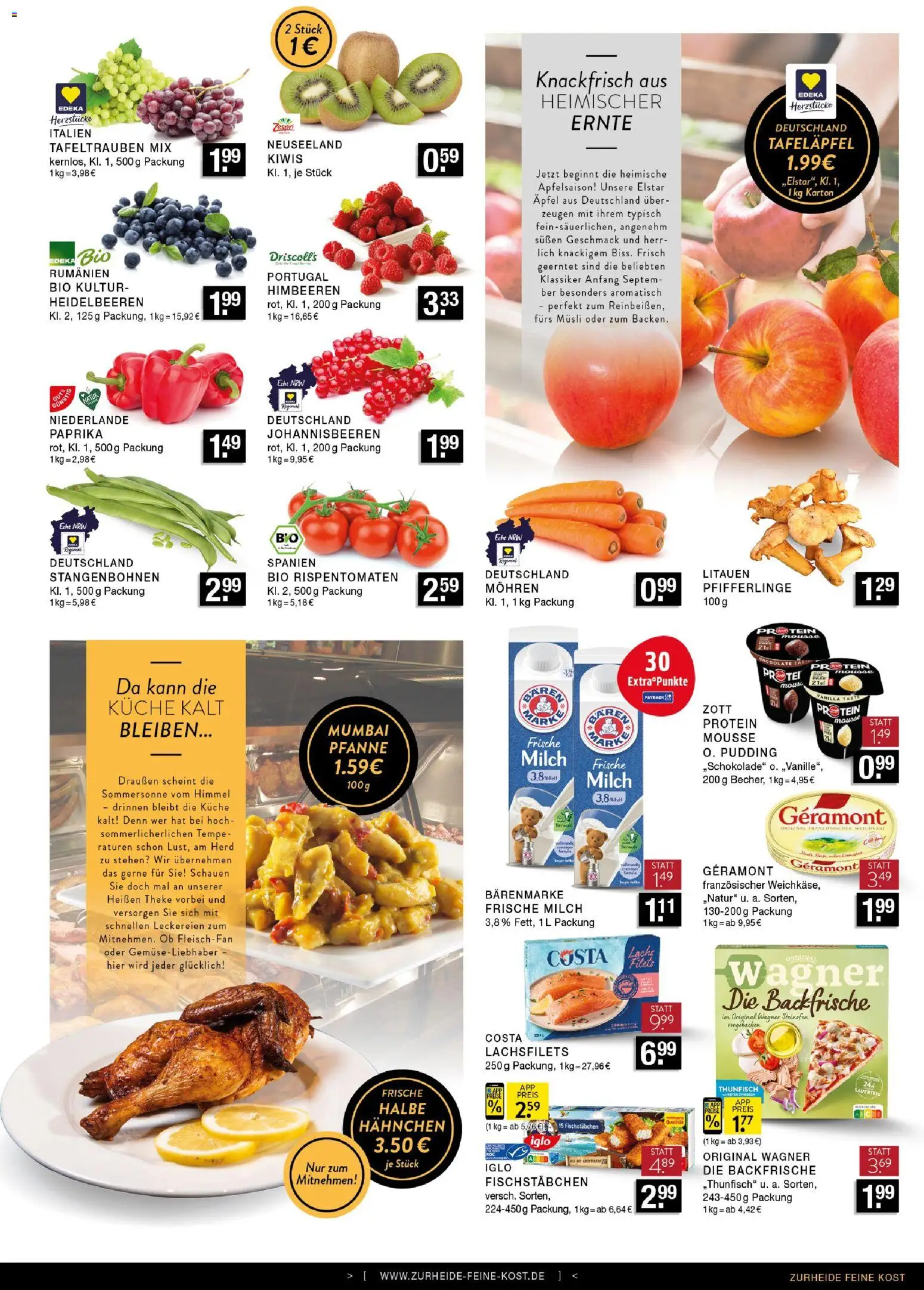 Vorschau von dem Prospekt des Geschäftes Edeka Zurheide, gültig ab dem 07.09.2026 - Küche, Himbeeren, Thunfisch, Lachs, Pudding, Theke, Iglo, Hahnchen