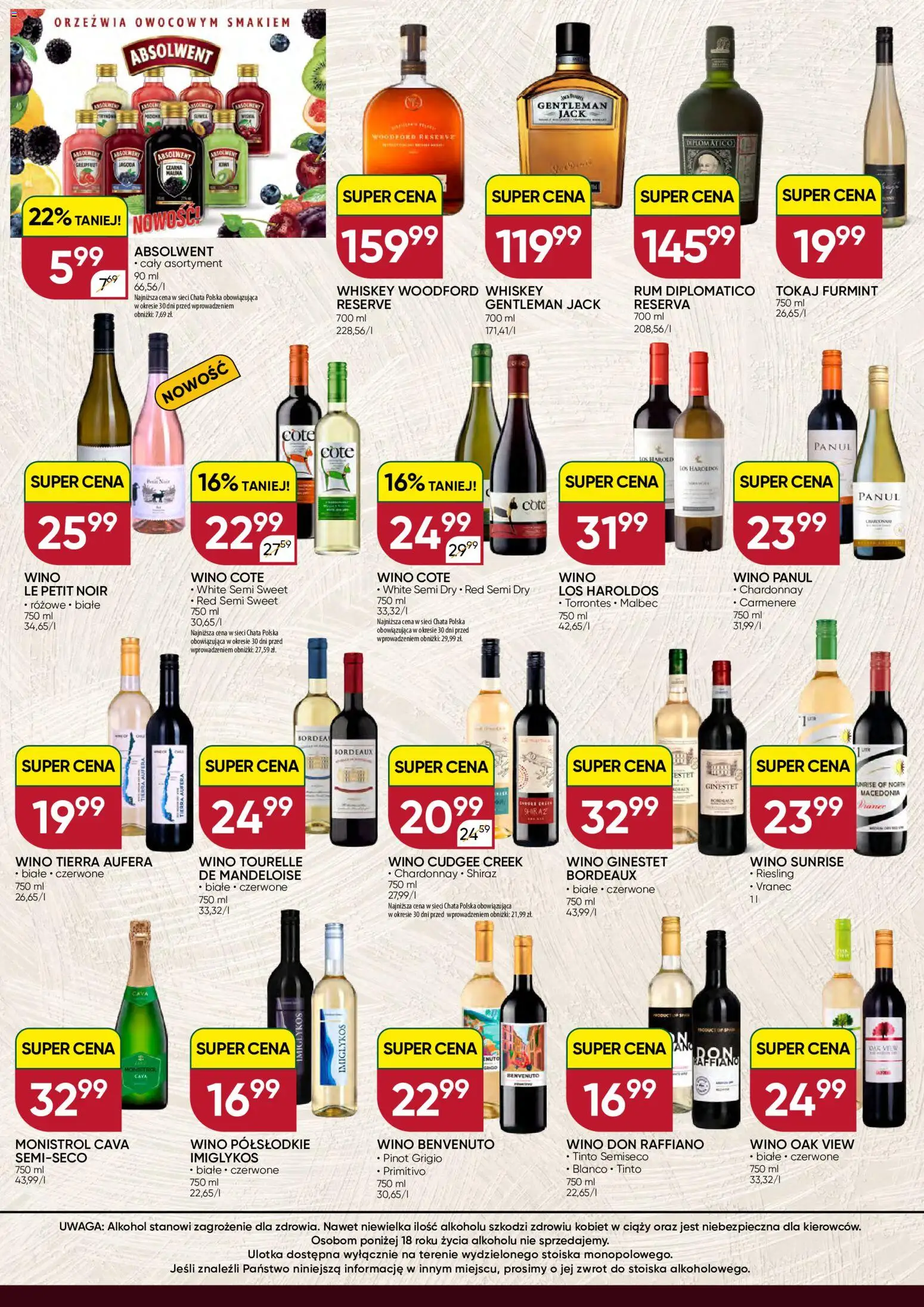 Pogląd gazetki "Chata Polska gazetka - Mocna Oferta" ze sklepu Chata Polska ważnej od 20.10.2026 - Alkohol, Wino, Gentleman Jack, Cava, Riesling, Chardonnay, Pinot Grigio, Don raffiano