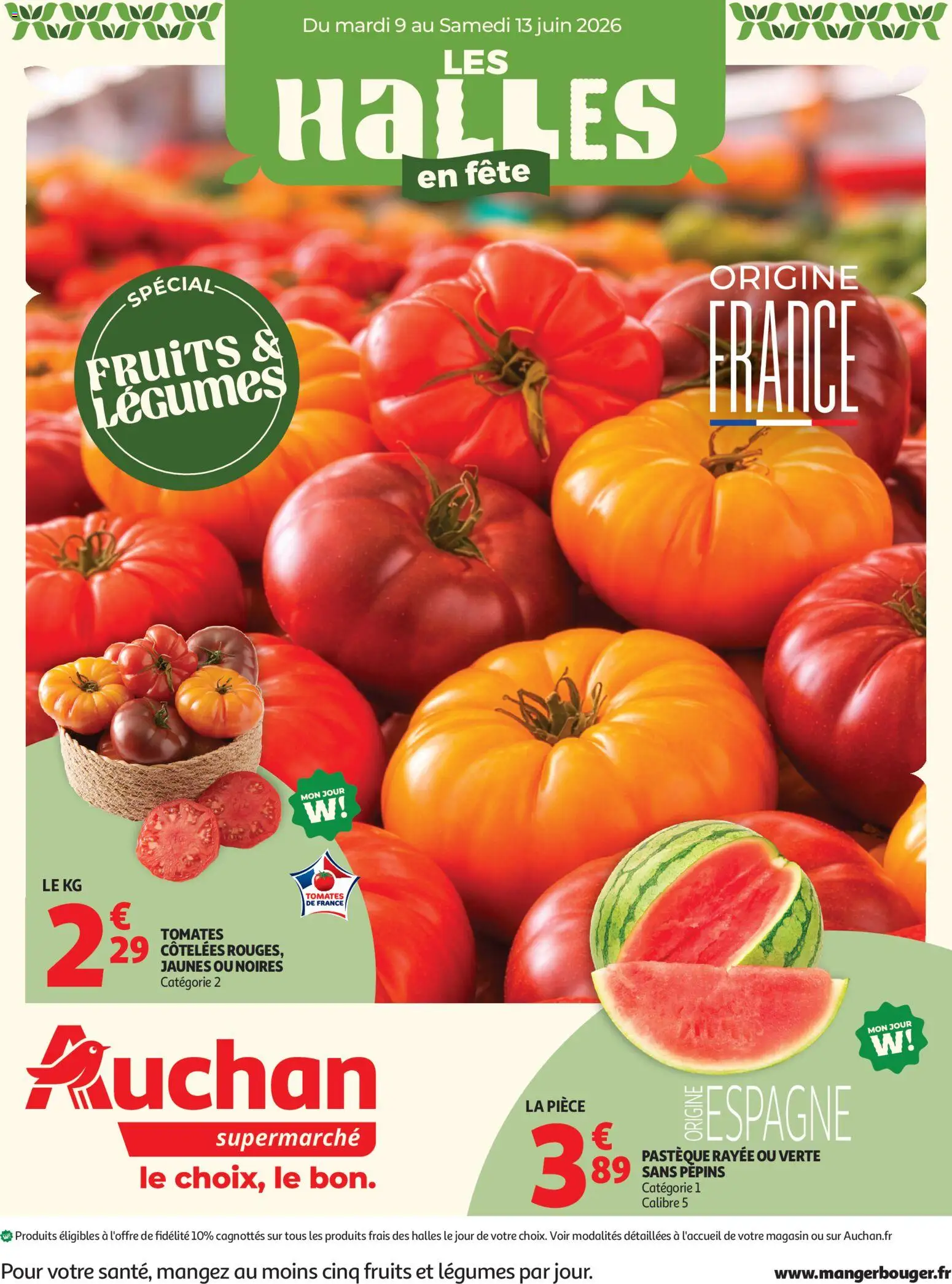 Voorbeeld van Auchan Halles & alcools supers van winkel Auchan geldig vanaf 09/06/2026