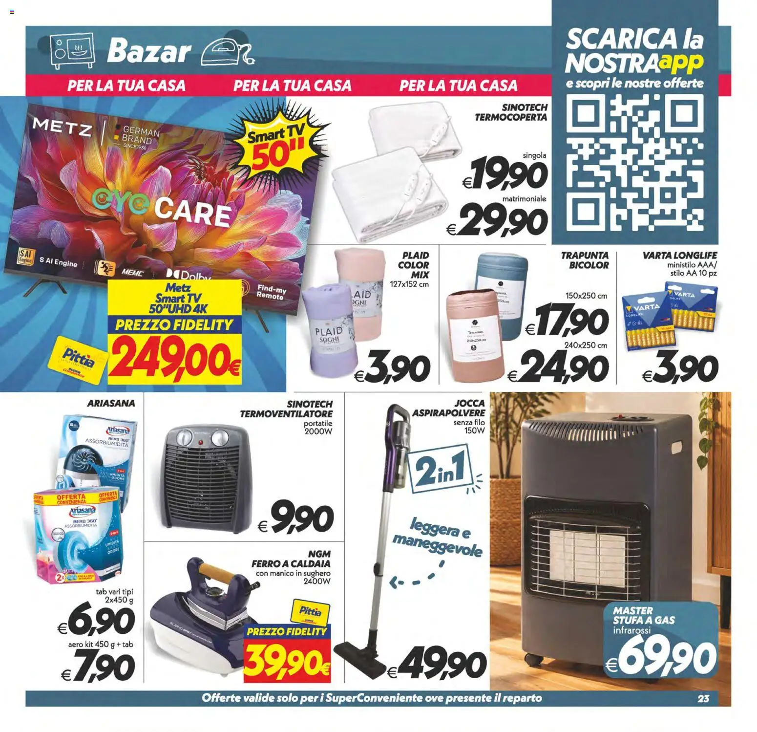 Anteprima dell'opuscolo SuperConveniente volantino dal negozio SuperConveniente valido da 23/10/2026 - TV, Aspirapolvere, Caldaia, smart TV, Ferro, Stufa a gas, Stufa, Trapunta
