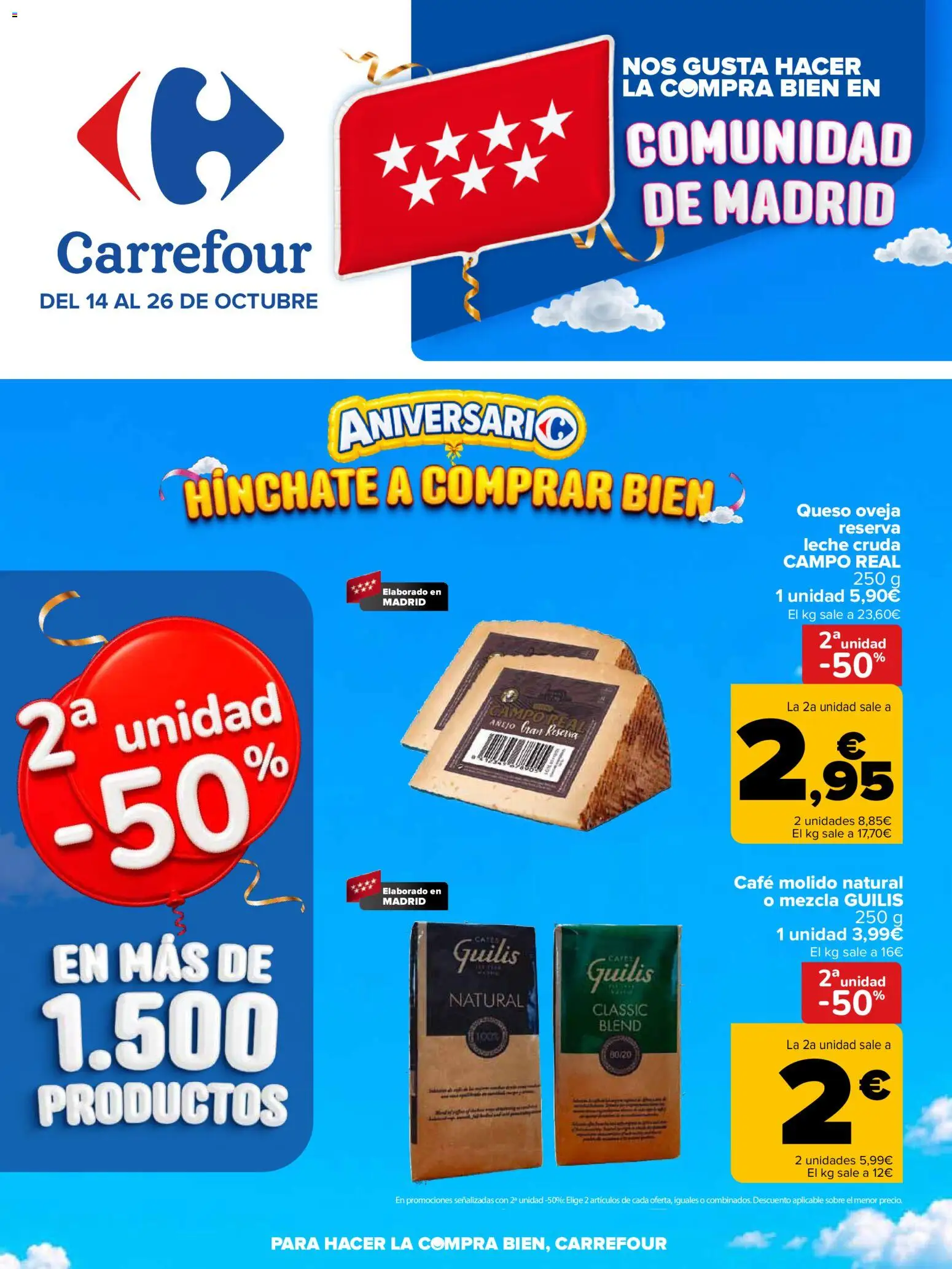 Vista previa del folleto de la tienda Carrefour válido desde el 14/10/2026 - Café, Queso, Leche, Café molido