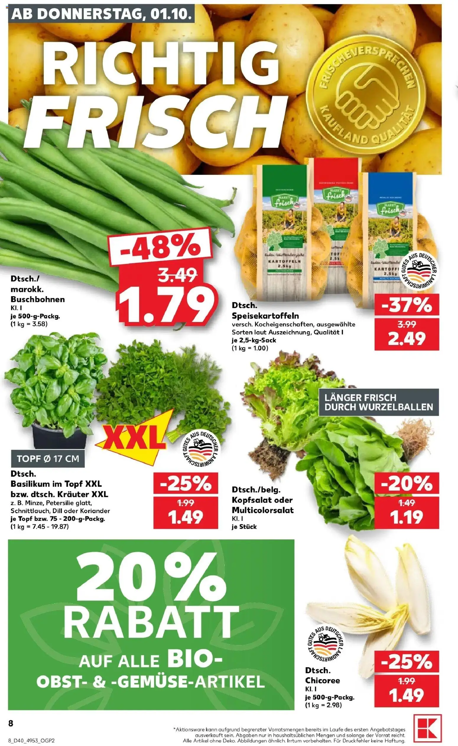 Vorschau von dem Prospekt des Geschäftes Kaufland, gültig ab dem 01.10.2026 - Petersilie, Obst, Dill, Kartoffeln
