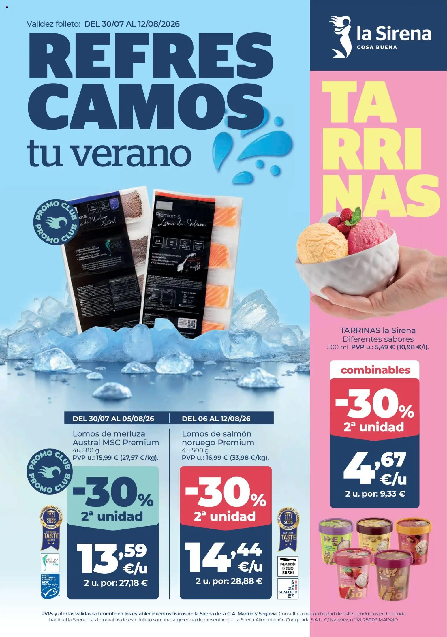 Vista previa del folleto de la tienda La Sirena válido desde el 30/07/2026 - Sushi, Salmón