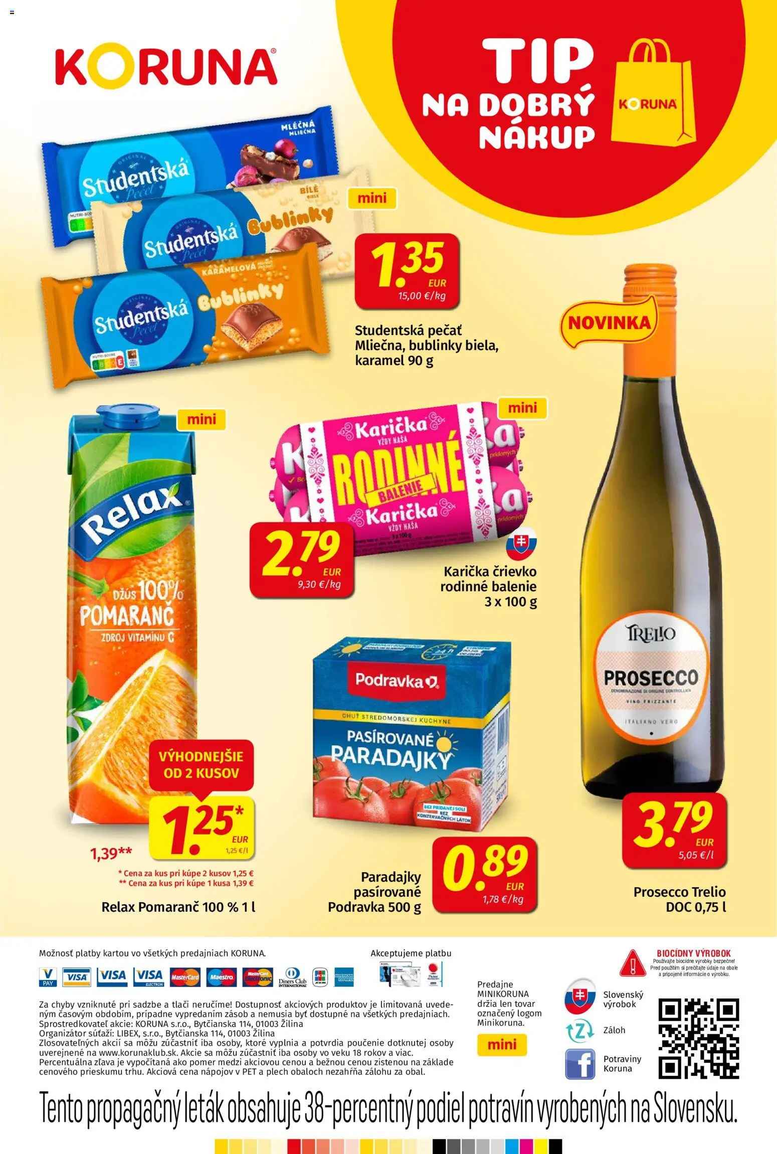 Náhľad Koruna letáku platného od 23.10.2026 - Víno, Prosecco, Kuchyne, Paradajky, Soľ, Študentská pečať, Džús