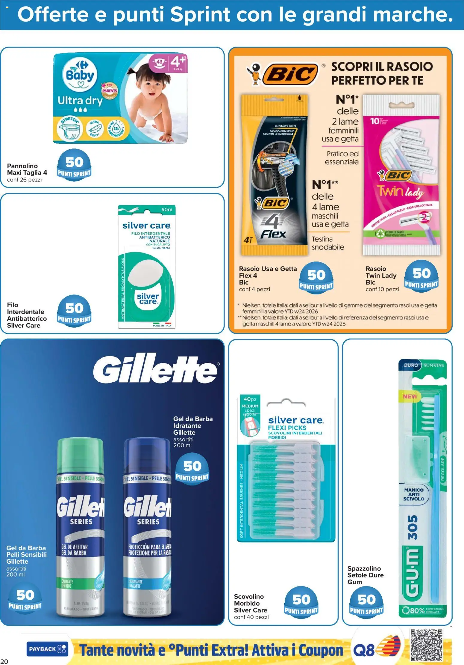 Anteprima dell'opuscolo Carrefour volantino Iper - Punti Sprint Payback dal negozio Carrefour valido da 23/10/2026 - Aloe vera, Menta, Rasoio, Tè, Scivolo, Filo interdentale, Spazzolino