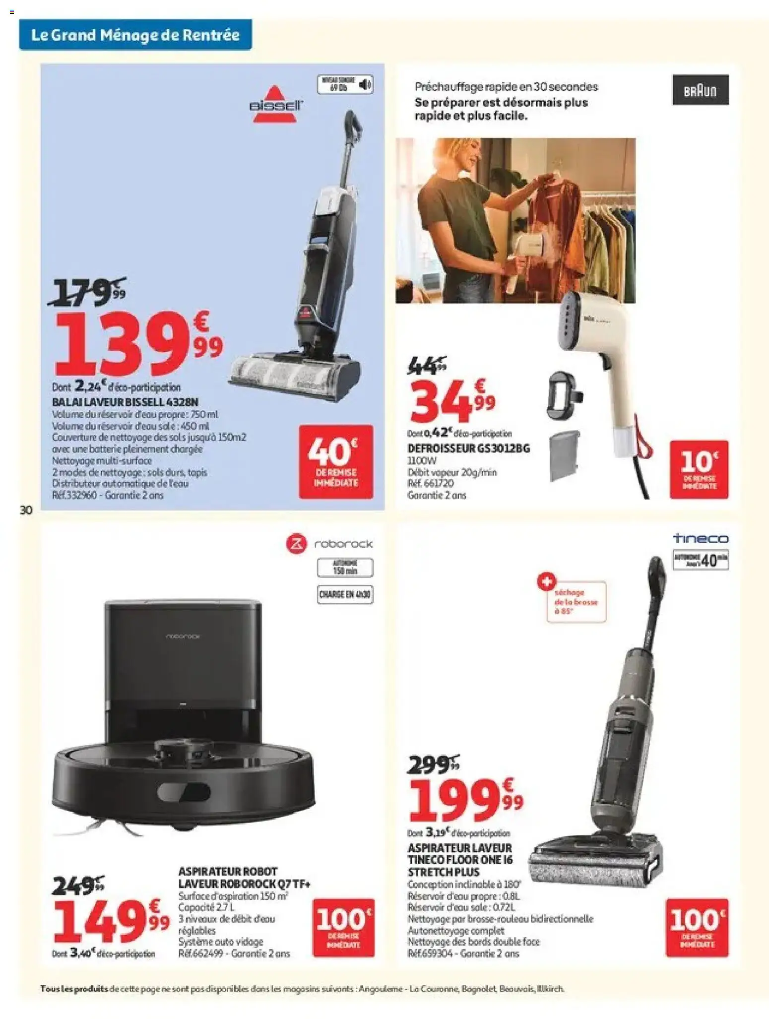 Prévisualisation de Auchan Ménage rentrée hypers du magasin Auchan formulaire valide 08/09/2026 - Aspirateur, Tapis, Batterie, Aspirateur robot laveur, Couverture, Balai, Brosse, Réservoir d'eau