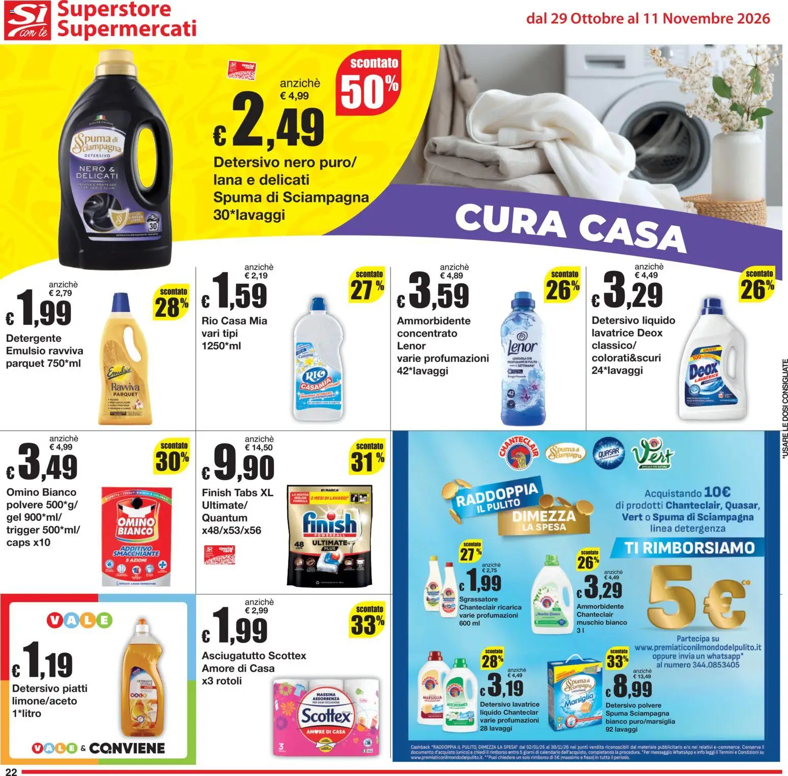 Anteprima dell'opuscolo Sì con Te volantino Superstore, Supermercati dal negozio Sì con Te valido da 29/10/2026 - Lavatrice, Piatti, Ammorbidente, Tè, Sgrassatore, Detergente, Asciugatutto