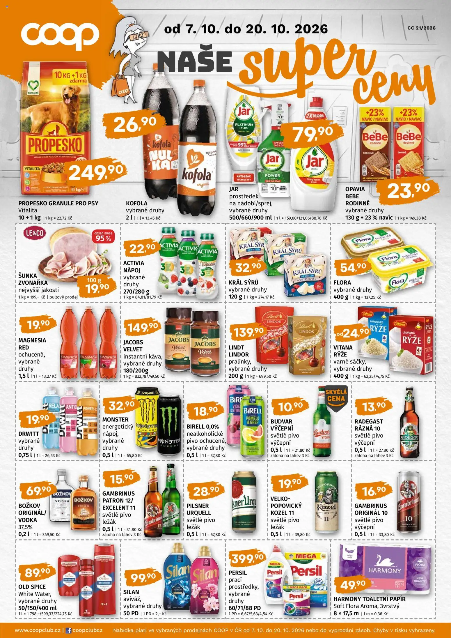 Náhled nabídky: Terno Terno leták - COOP naše super ceny platný od 07.10.2026 - Monster, Vodka, Granule pro psy, Kozel, Lindor, Bebe, Silan, Propesko