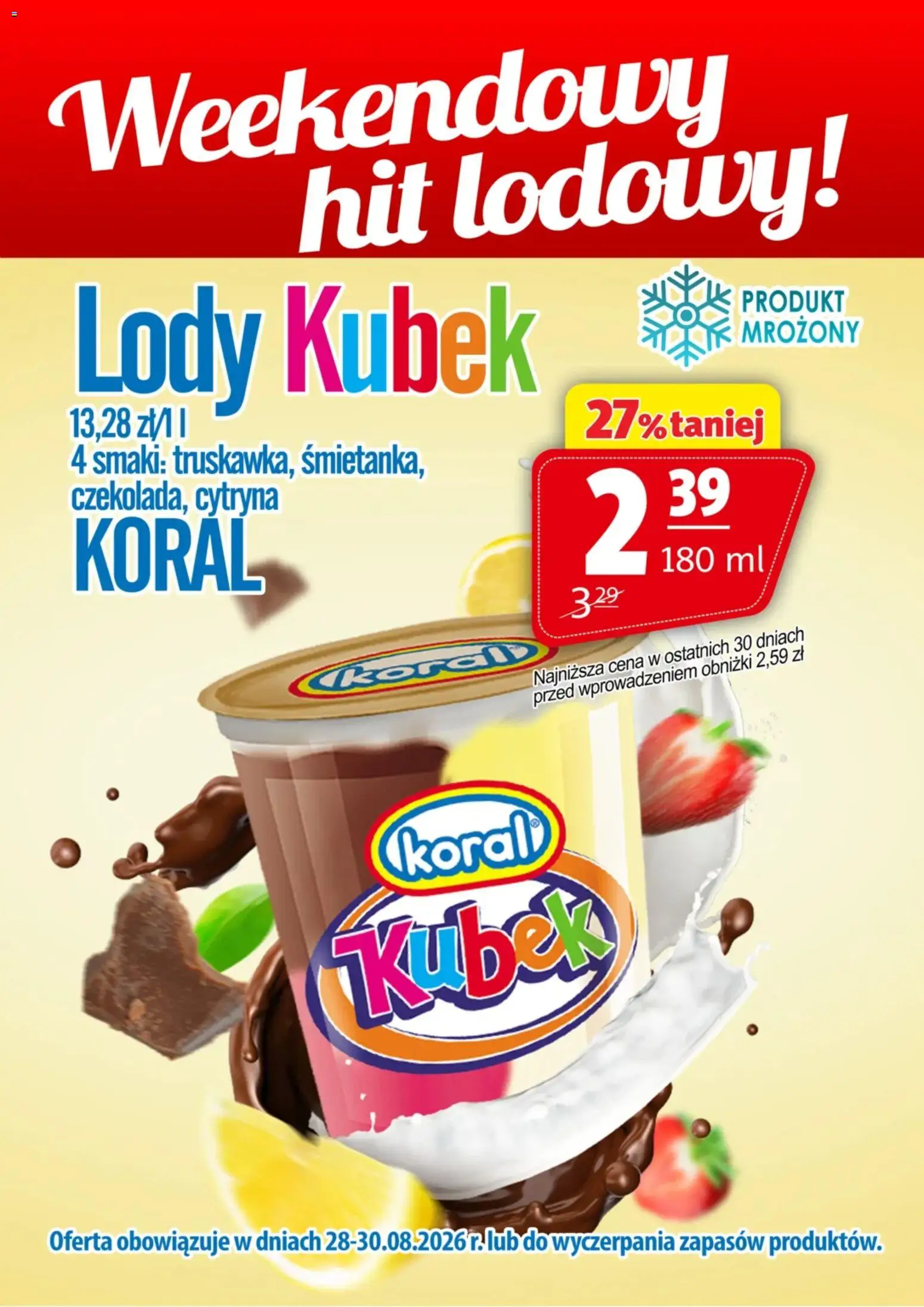 Pogląd gazetki "Prim Market promocja - Lody Kubek Koral" ze sklepu Prim Market ważnej od 28.08.2026