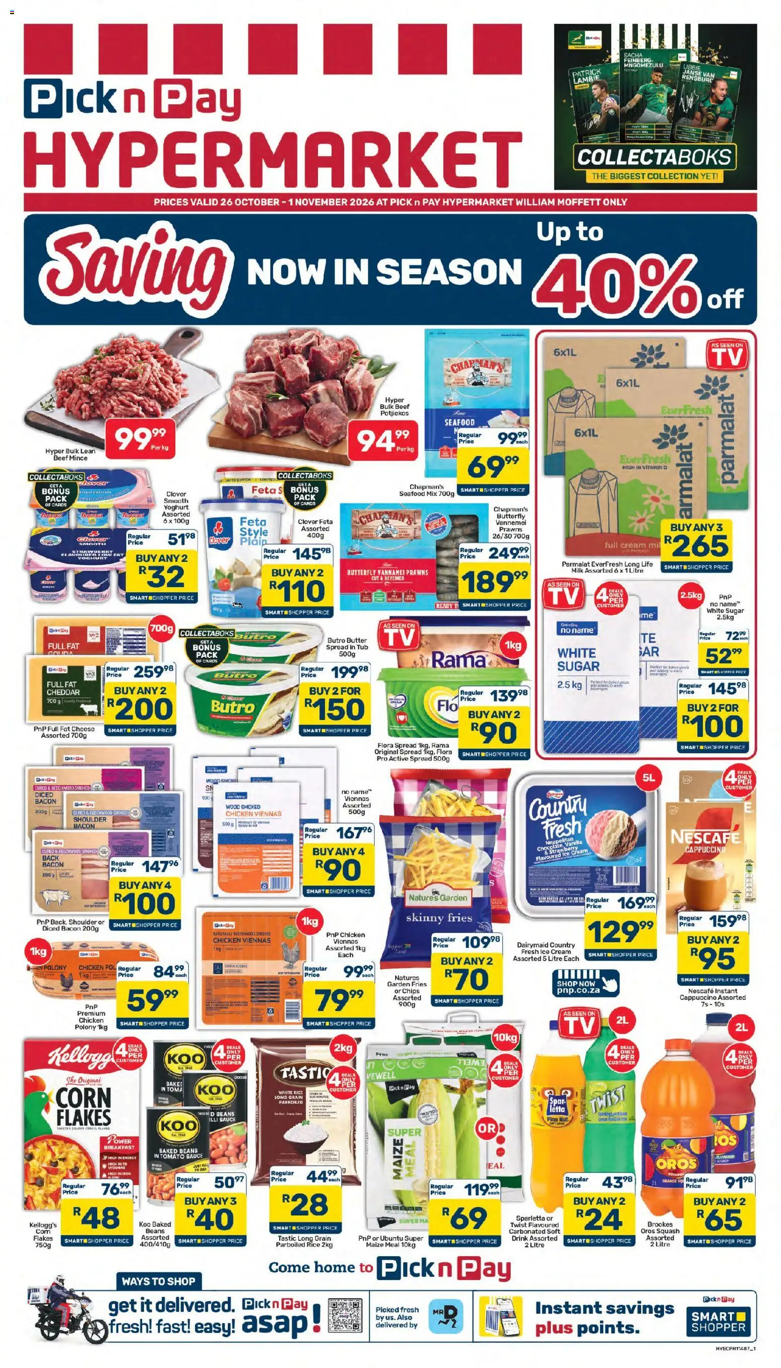 Preview of Pick n Pay flyer valid from 26/10/2026 - Ice cream, Milk, Butter, Chips, Cream, Yoghurt, Polony, Sauce