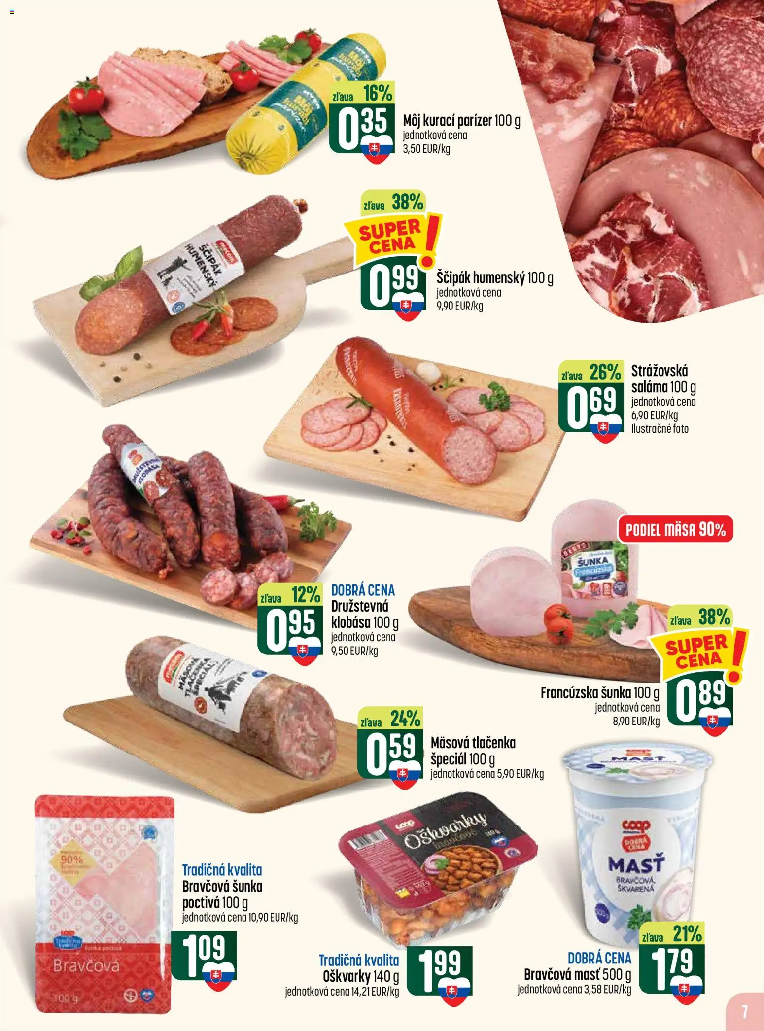 Náhľad COOP Jednota letáku platného od 29.10.2026 - Klobása, Šunka, Tlačenka, Bravčová masť, Saláma
