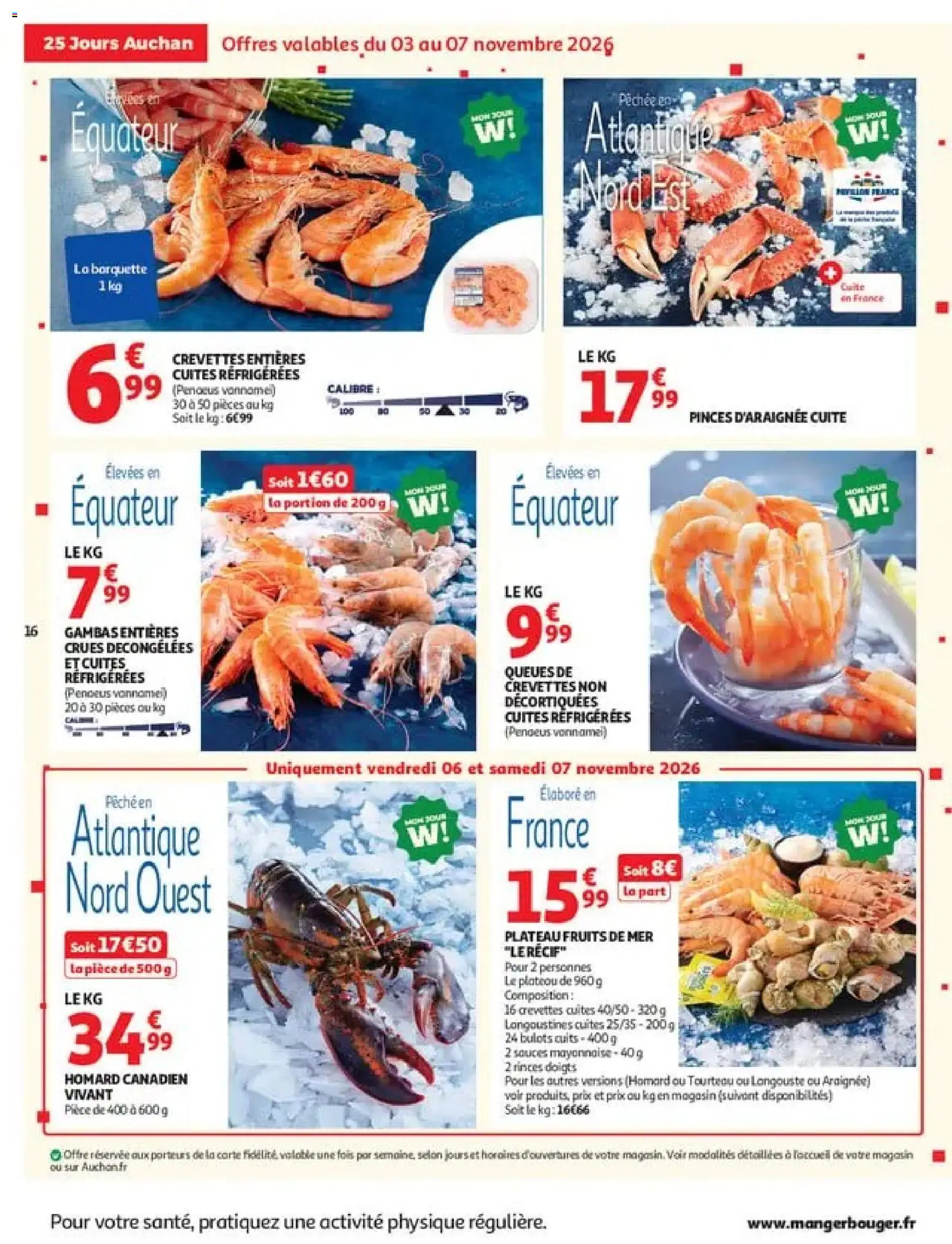 Prévisualisation de Auchan 25 jours 2 hypers du magasin Auchan formulaire valide 03/11/2026 - Fruits, Pêche, Mayonnaise, Homard, Langouste, Gambas, Plateau, Pinces