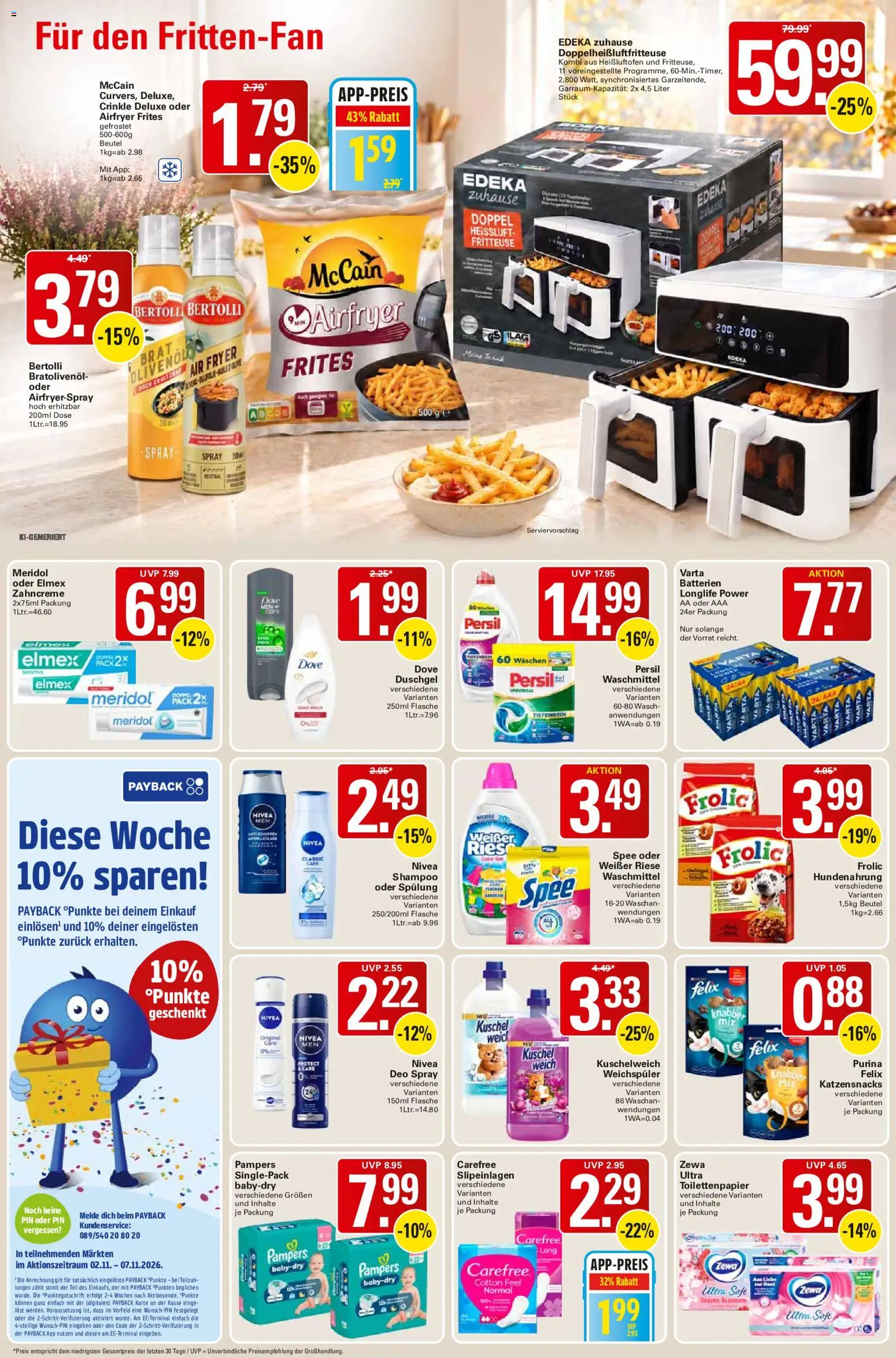 Vorschau von dem Prospekt des Geschäftes WEZ, gültig ab dem 02.11.2026 - Batterien, Spee, Shampoo, Persil, Zewa, McCain, Spülung, Kuschelweich