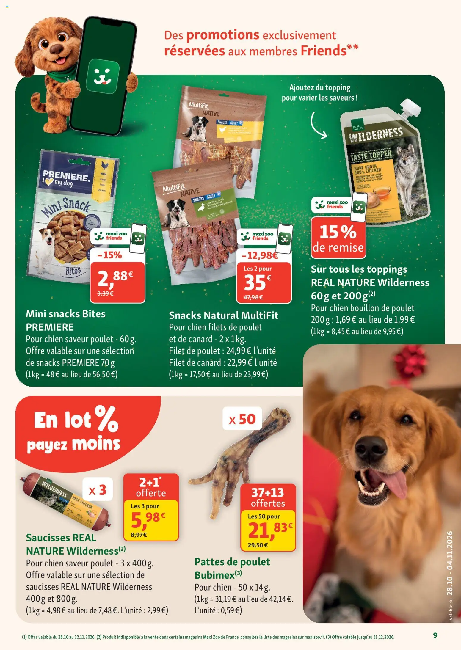 Prévisualisation de Maxi ZOO catalogue du magasin Maxi ZOO formulaire valide 28/10/2026 - Snacks, Bouillon, Poulet, Canard, Saucisses, Filets de poulet, Bouillon de poulet