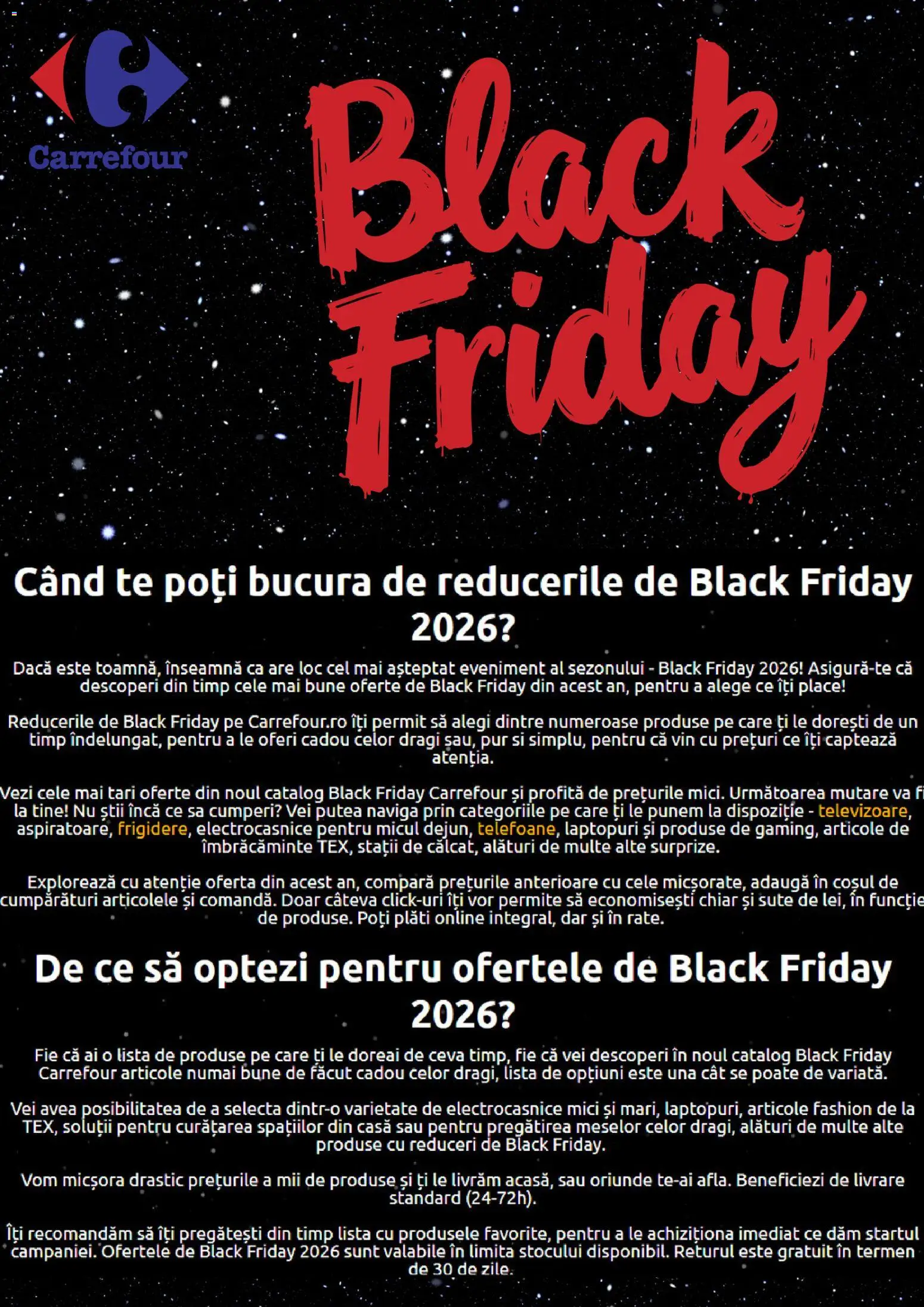 Previzualizarea de cataloage: Carrefour Carrefour Black Friday notificarea valabil de la 09.10.2026