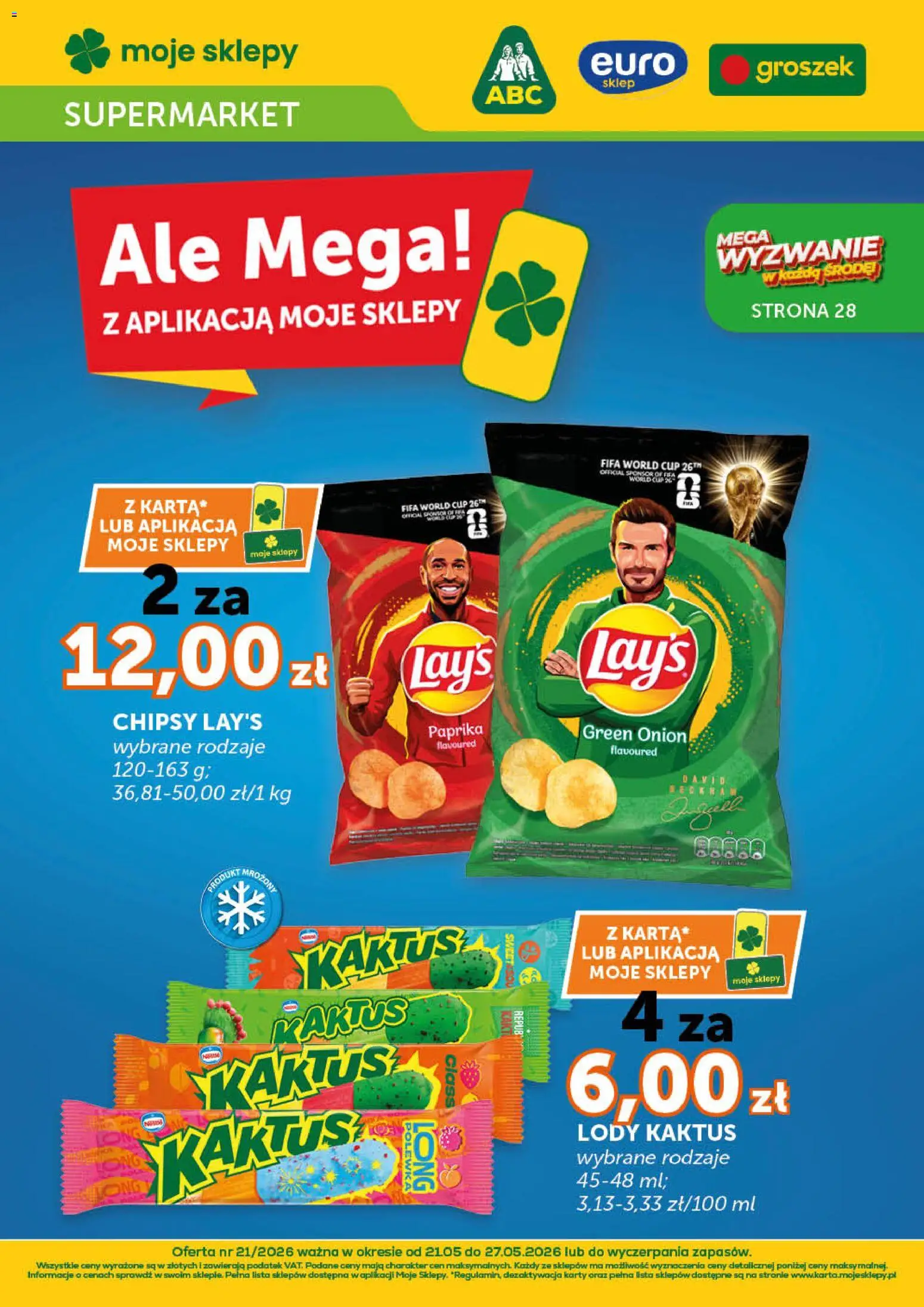 Pogląd gazetki "Euro Sklep gazetka" ze sklepu Euro Sklep ważnej od 21.05.2026 - Lody, Groszek, Chipsy, Lody Kaktus