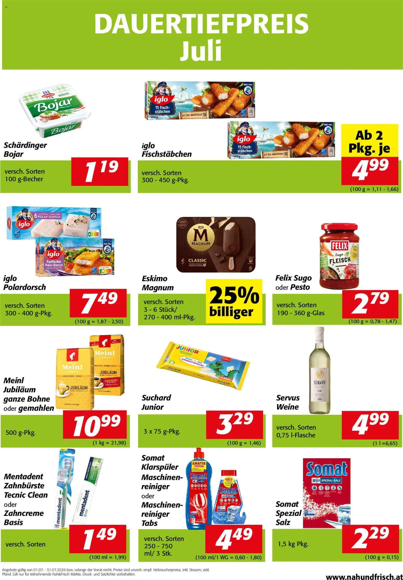 Vorschau der Angebote: Nah und Frisch Nah und Frisch - Dauertiefpreise Juli gültig ab 01.07.2026