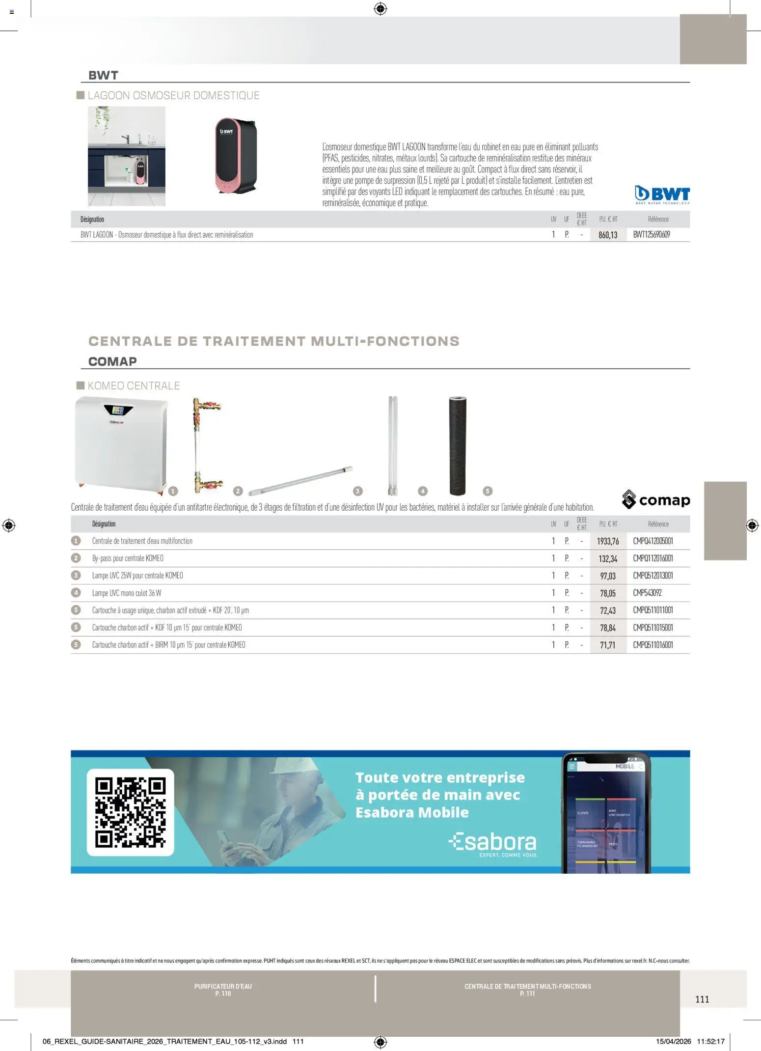 Prévisualisation de Rexel - Brochure Sanitaire du magasin Rexel formulaire valide 20/04/2026 - Lampe, Charbon actif, Robinet, Cartouche, Purificateur