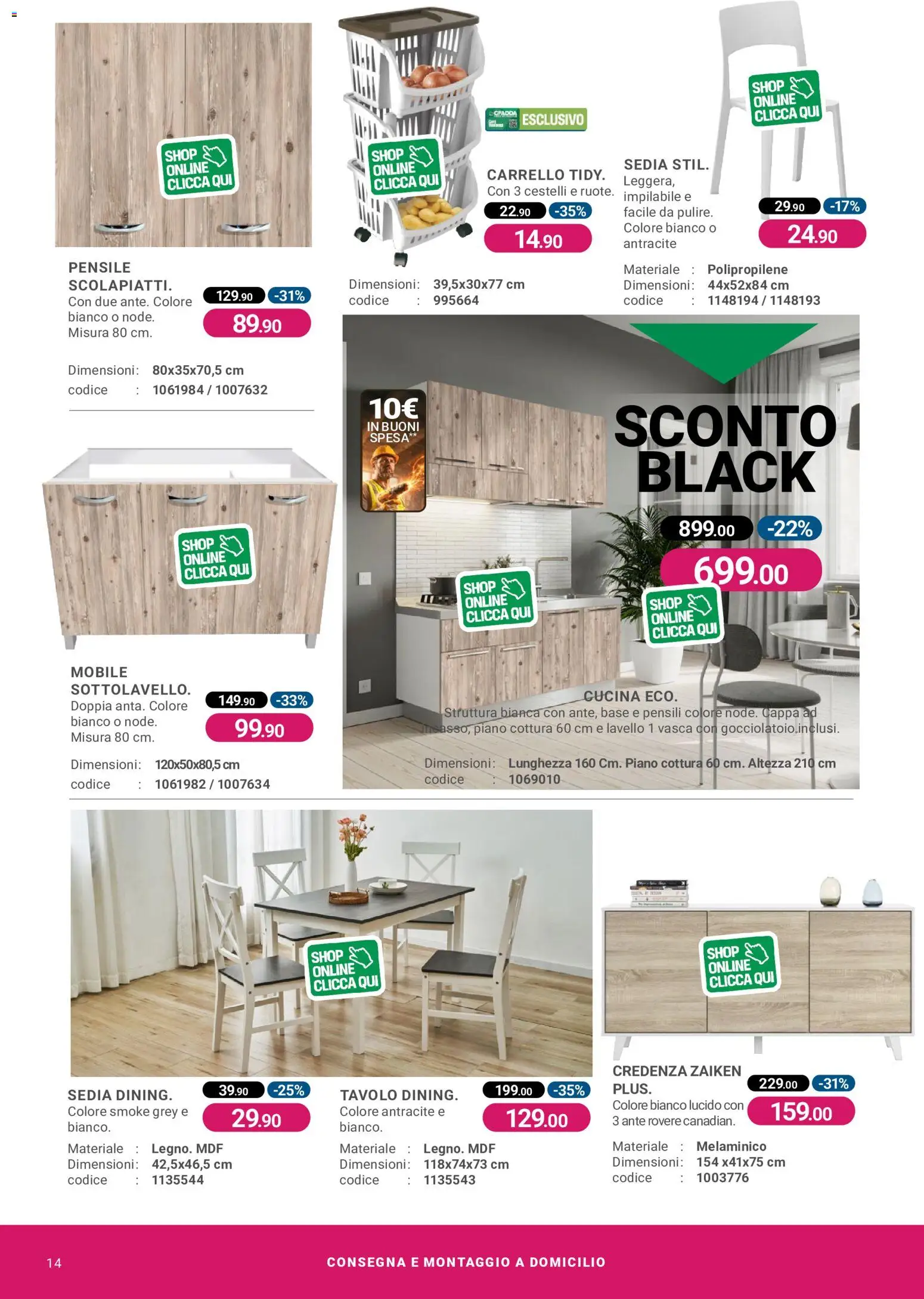 Anteprima dell'opuscolo CFadda Black Friday dal negozio CFadda valido da 29/10/2026 - Mobile, Lavello, Tavolo, Piano cottura, Carrello, Sedia, Credenza