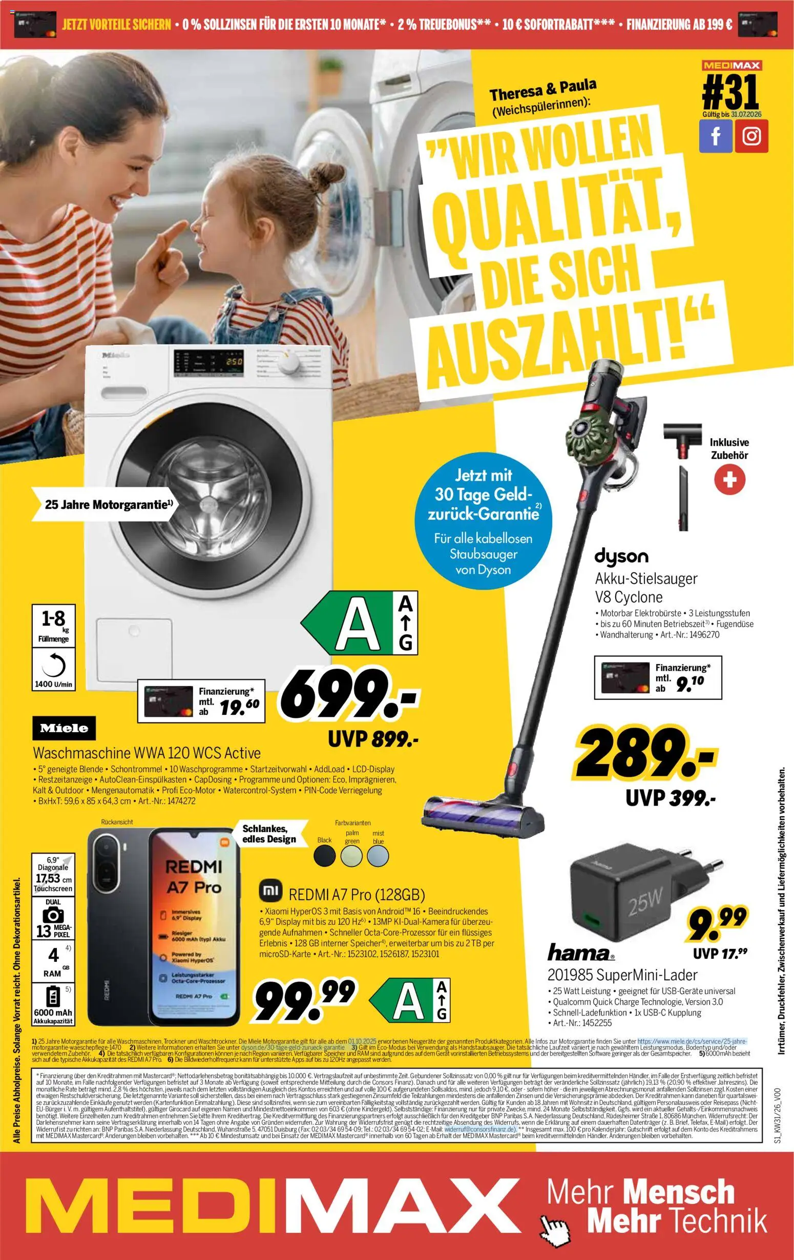 Vorschau von dem Prospekt des Geschäftes Medimax, gültig ab dem 25.07.2026 - Xiaomi, Dyson, Waschmaschine, Staubsauger, Miele, Trockner