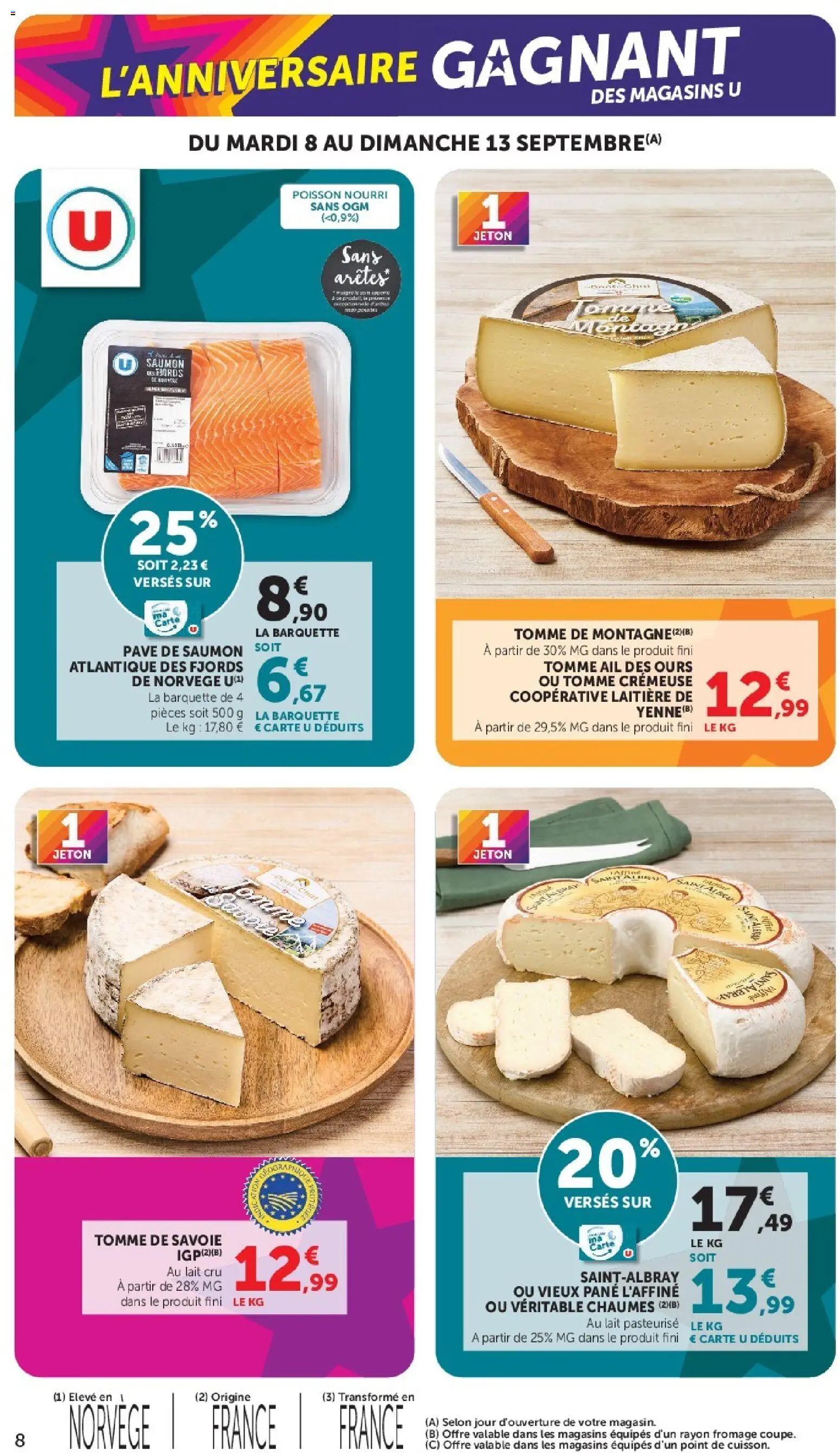 Prévisualisation de Super U catalogue du magasin Super U formulaire valide 08/09/2026 - Fromage, Poisson, Lait, Saumon, Ail, Pavé de saumon