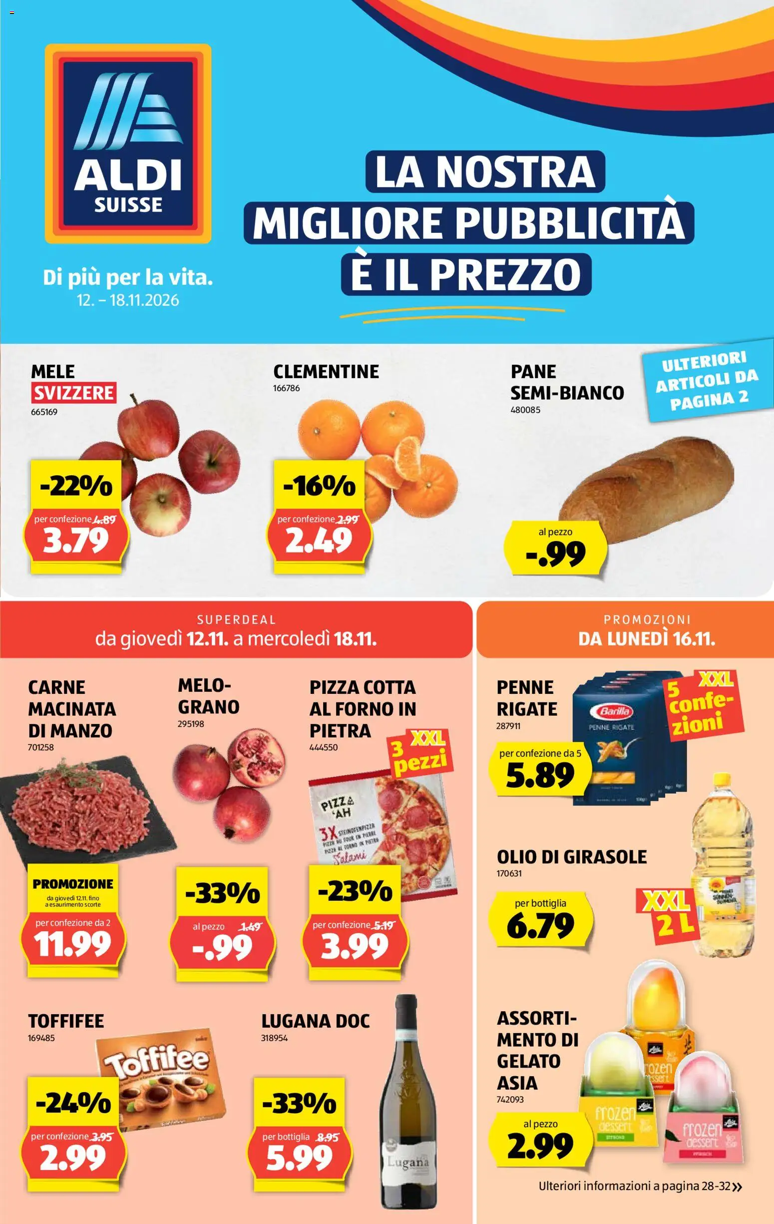 Vorschau des Merkblatts Aldi aktionen IT vom Shop Aldi gültig von 12.11.2026 bis 18.11.2026 - Pizza, Pasta, Barilla, Salami, Pane