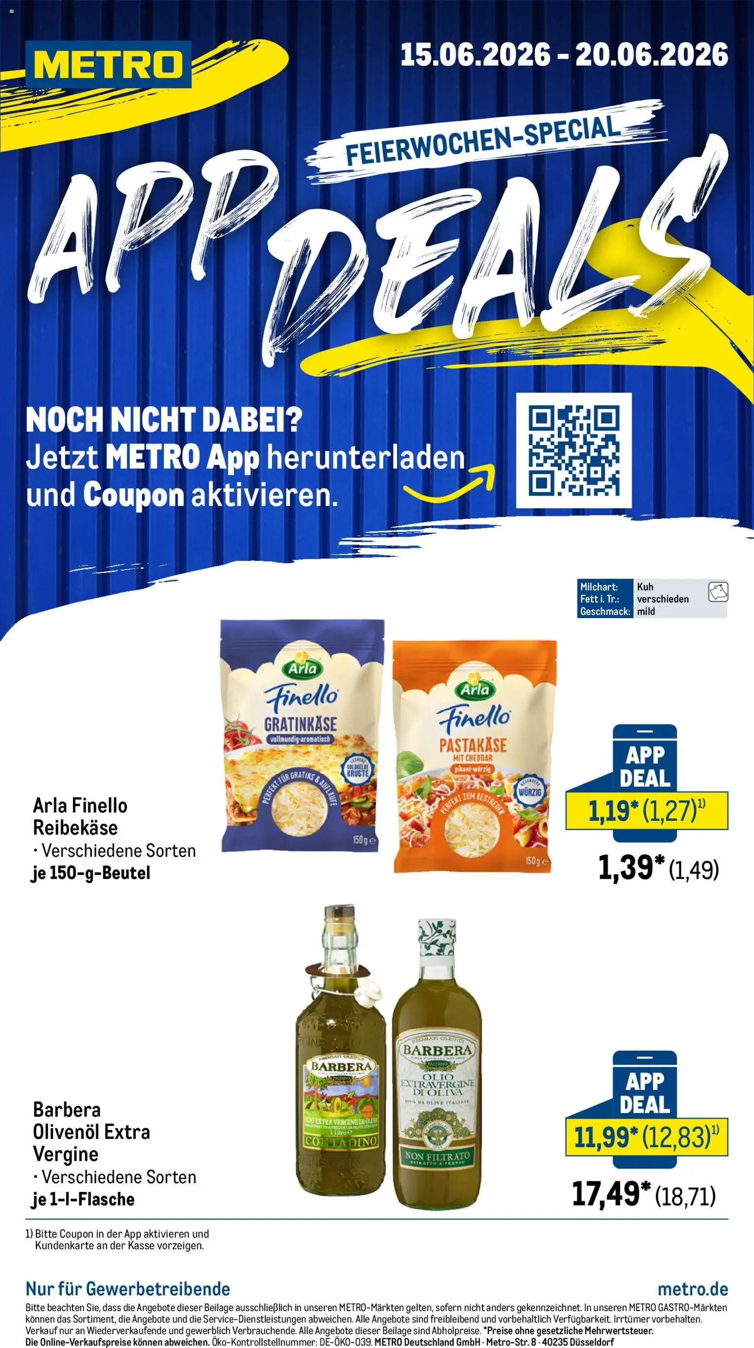 Vorschau von dem Prospekt des Geschäftes Metro, gültig ab dem 15.06.2026 - Olivenol, Reibekase