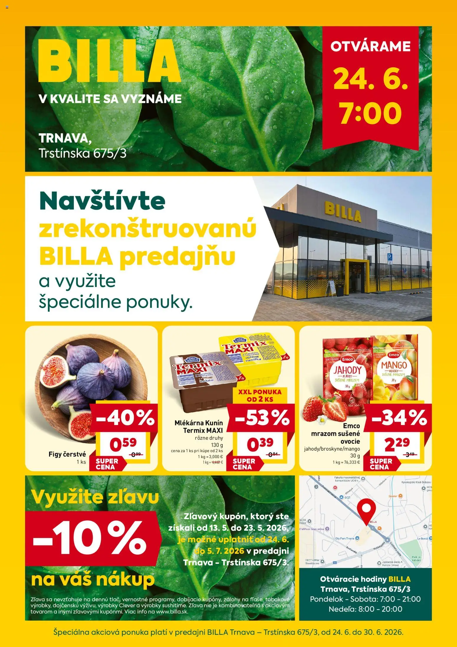Náhľad Billa letáku platného od 24.06.2026 - Mango, Hodiny, Ovocie, Jahody, Kakao, Figy, Sušené ovocie, Mrazom sušené ovocie