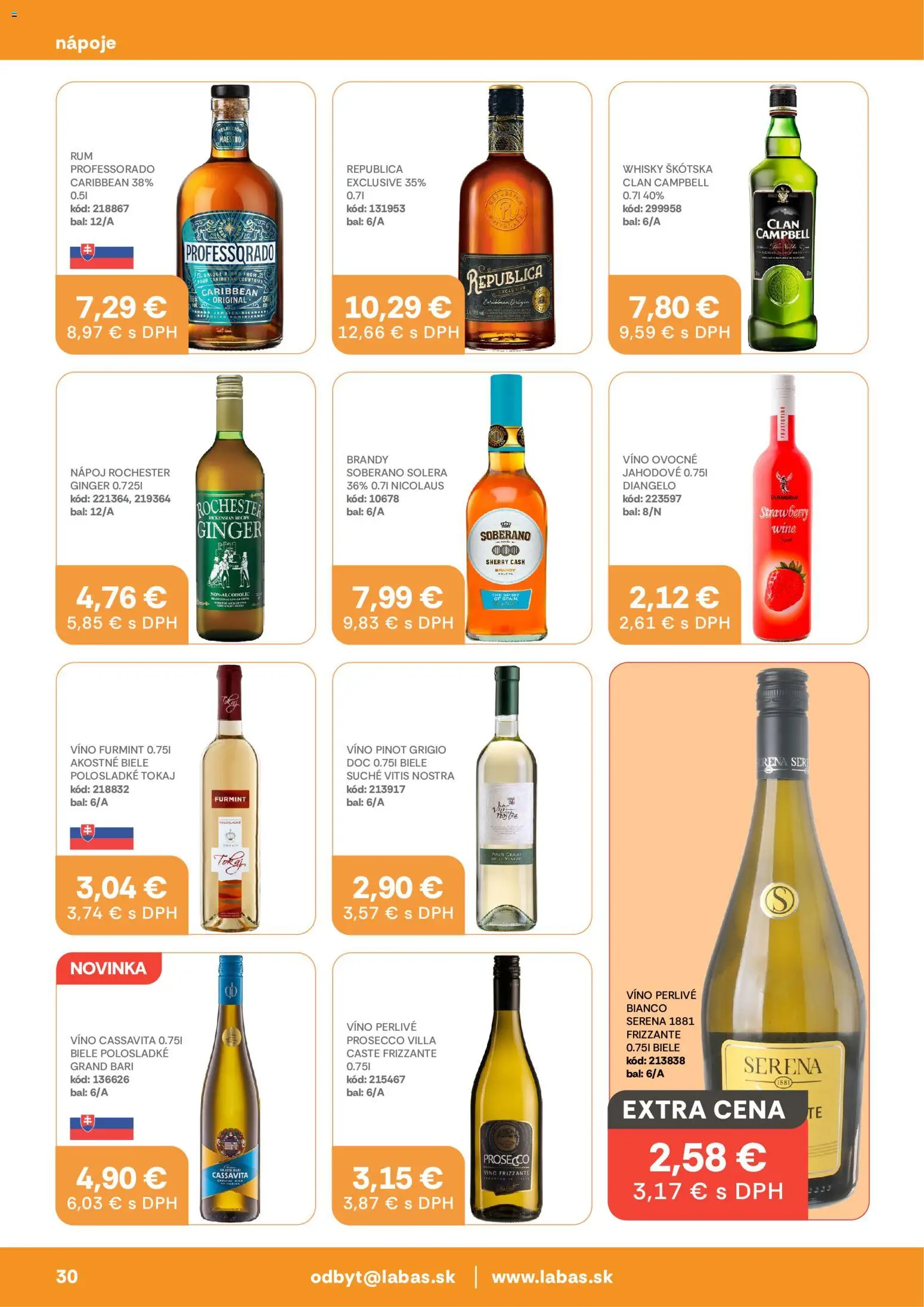 Náhľad Labaš letáku platného od 09.10.2026 - Víno, Prosecco, Whisky, Brandy, Soberano, Republica, Nápoje