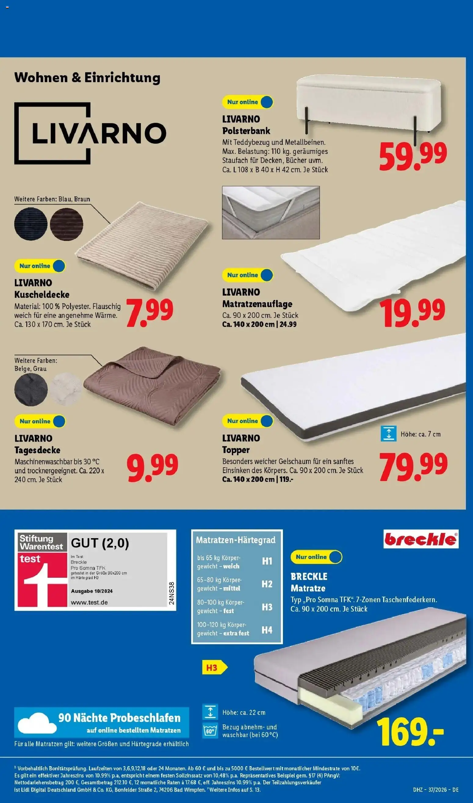 Vorschau von dem Prospekt des Geschäftes Lidl, gültig ab dem 07.09.2026 - Matratze, Bad, Tagesdecke, Topper, Gewicht