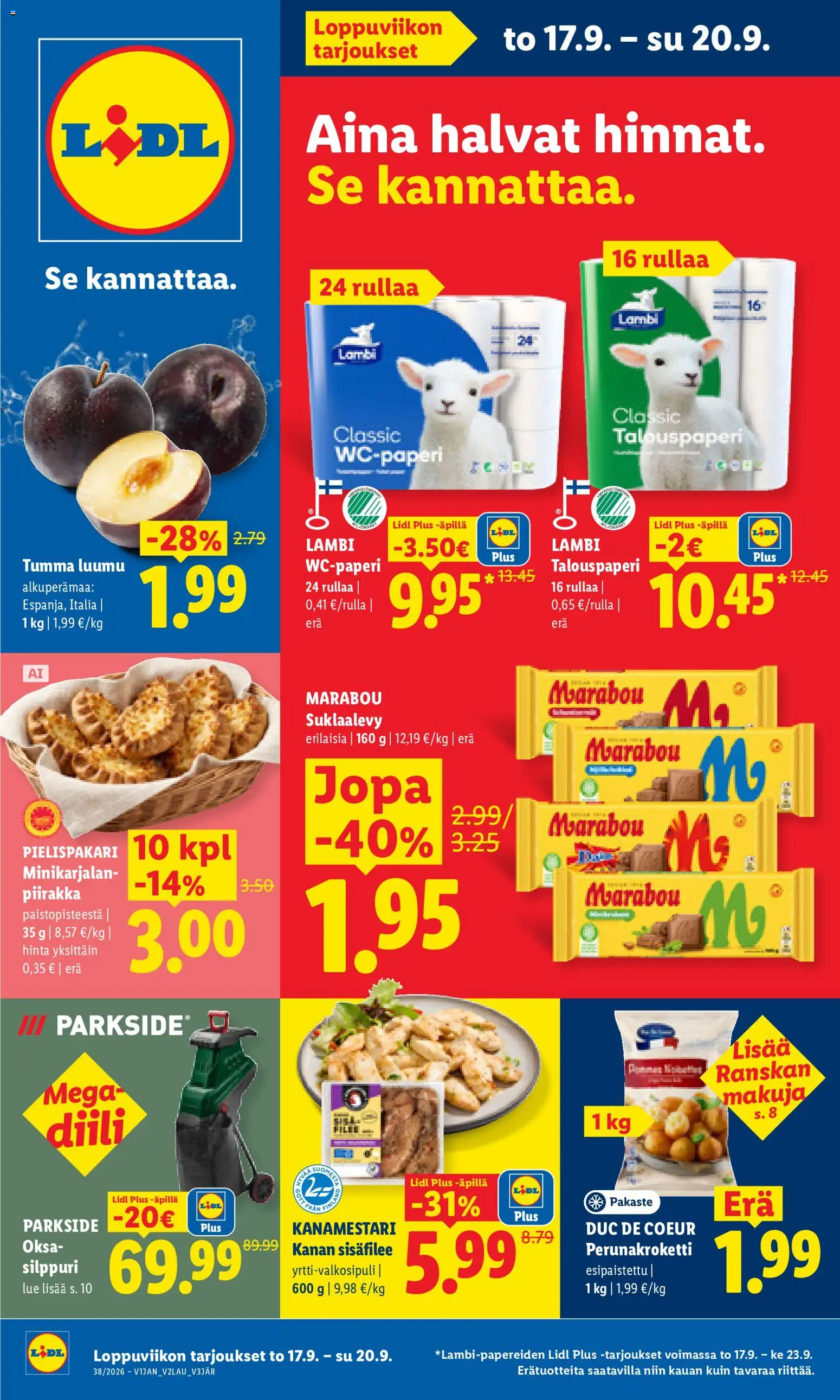 Kaupan Lidl Lidl tarjoukset esikatselu, voimassa 17/09/2026
