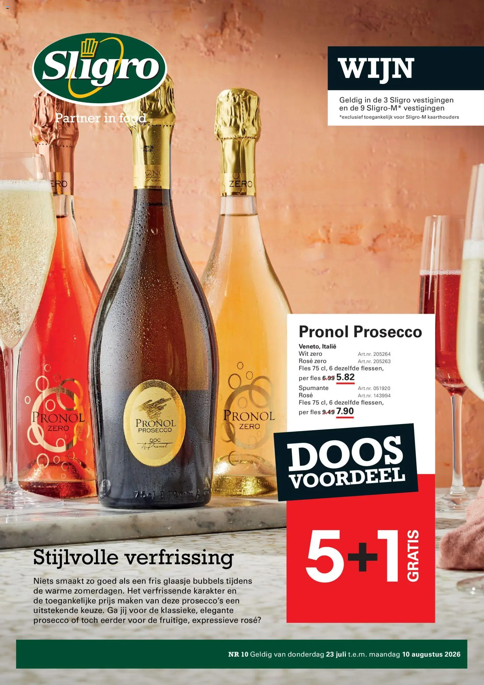 Voorbeeld van Sligro Folder Wijn van winkel Sligro geldig vanaf 23/07/2026 - Wijn, Prosecco, Fles