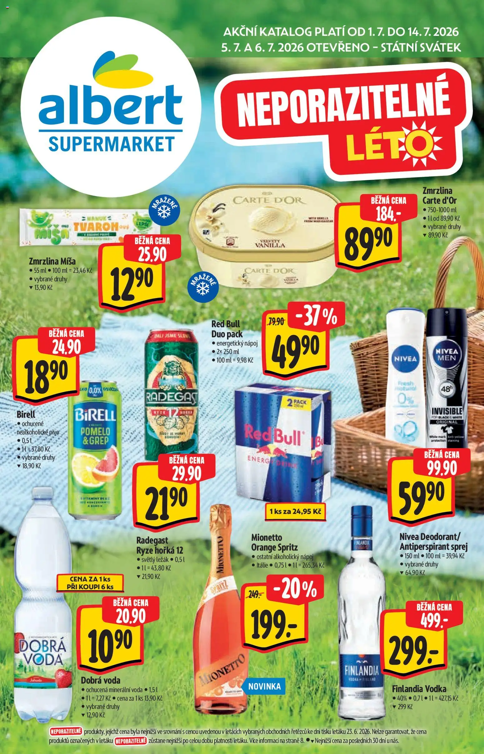 Náhled nabídky: Albert Albert katalog - Supermarket platný od 01.07.2026 - Pivo, Vodka, Radegast, Birell, Deodorant, Antiperspirant, Energy drink, Mionetto