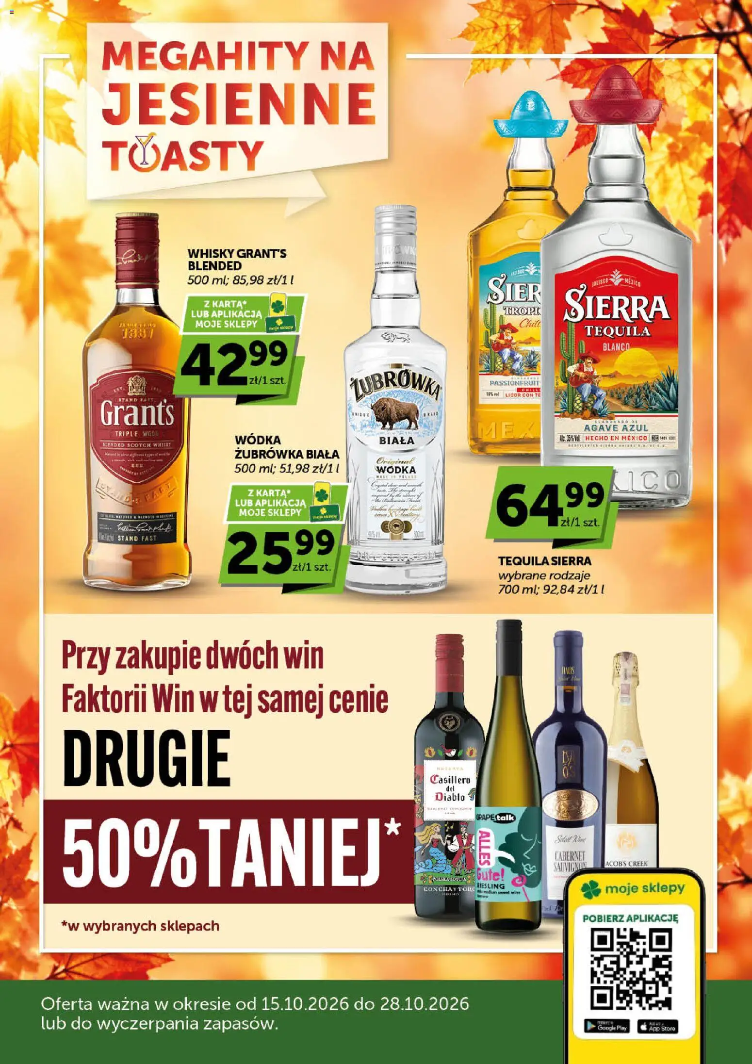 Pogląd gazetki "Euro Sklep gazetka alkoholowa" ze sklepu Euro Sklep ważnej od 15.10.2026 - Whisky, Tequila, Wódka, Żubrówka, Grant's, Riesling, Tequila Sierra