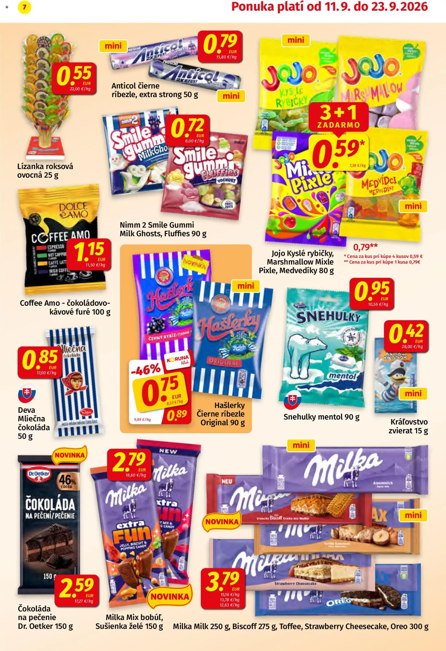 Náhľad Koruna letáku platného od 11.09.2026 - Čokoláda, Milka, Oreo, Ríbezle