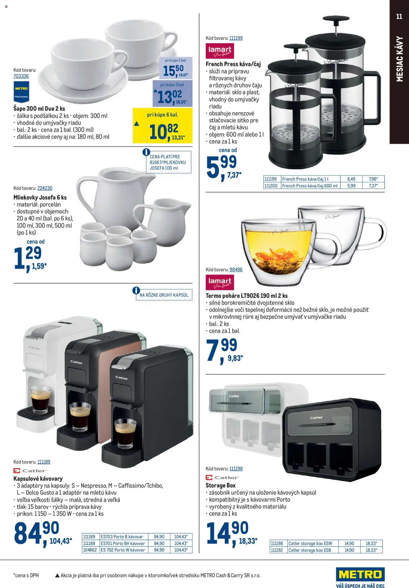 Náhľad Metro letáku platného od 09.09.2026 - Kávovar, Dolce Gusto, Čaj, Poháre, Adaptér