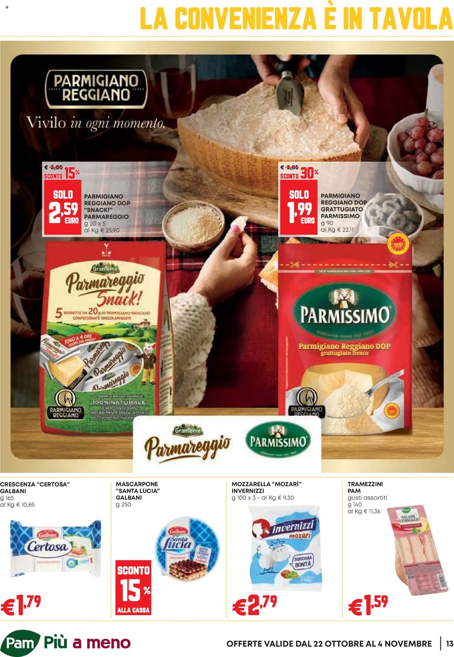 Anteprima dell'opuscolo PAM volantino Occasioni Extra dal negozio PAM valido da 22/10/2026 - Mozzarella, Parmigiano reggiano, Mascarpone, Parmigiano, Crescenza