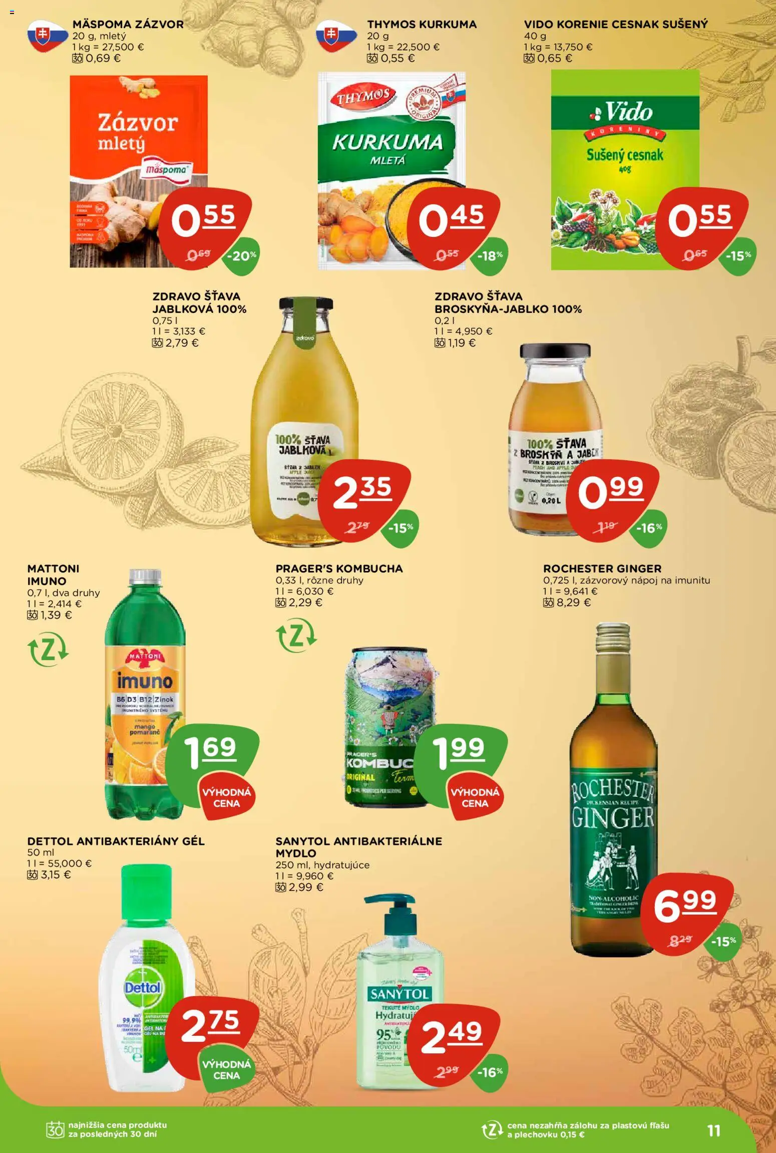 Náhľad Terno letáku platného od 15.10.2026 - Mango, Kurkuma, Cesnak, Korenie, Sanytol, Mattoni, Zázvor, Dettol