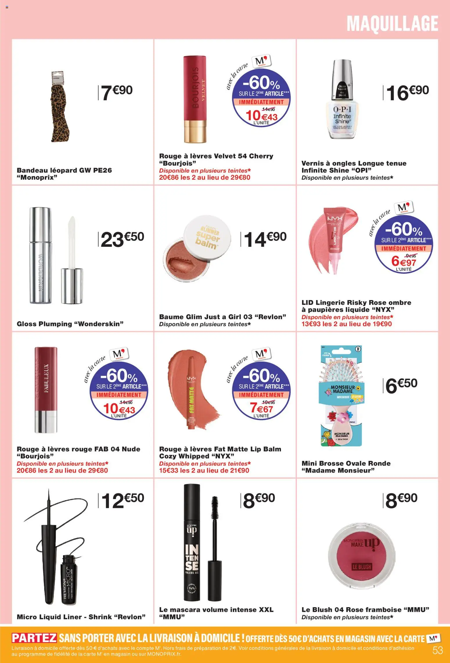 Prévisualisation de Monoprix catalogue du magasin Monoprix formulaire valide 08/09/2026 - Glace, Maquillage, Mascara, Blush, Gloss, Brosse, Vernis a ongles, Rouge à lèvres