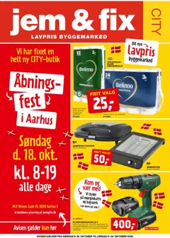Eksempel på tilbudsavis Jem & fix -Tilbudsavis - Abningsfest, Aarhus fra butik Jem & fix gyldig fra 18/10/2026