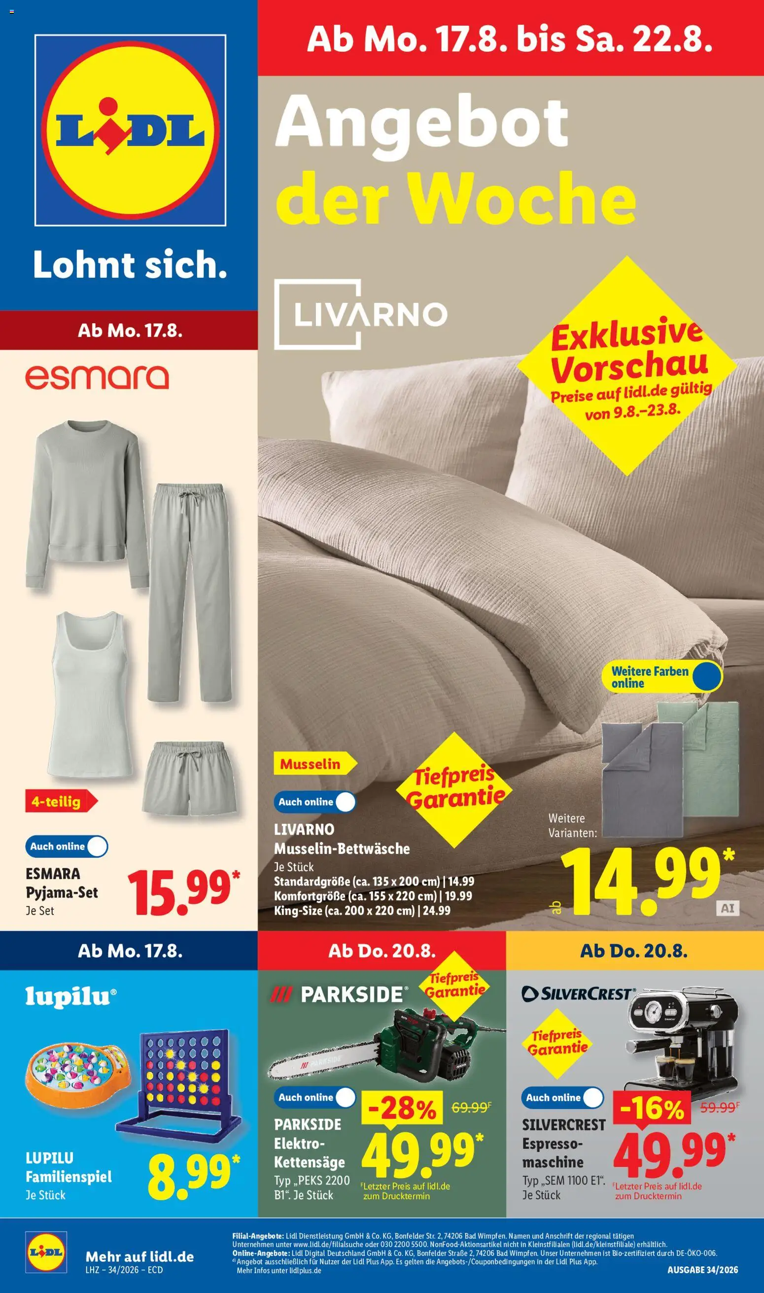 Vorschau von dem Prospekt des Geschäftes Lidl, gültig ab dem 17.08.2026