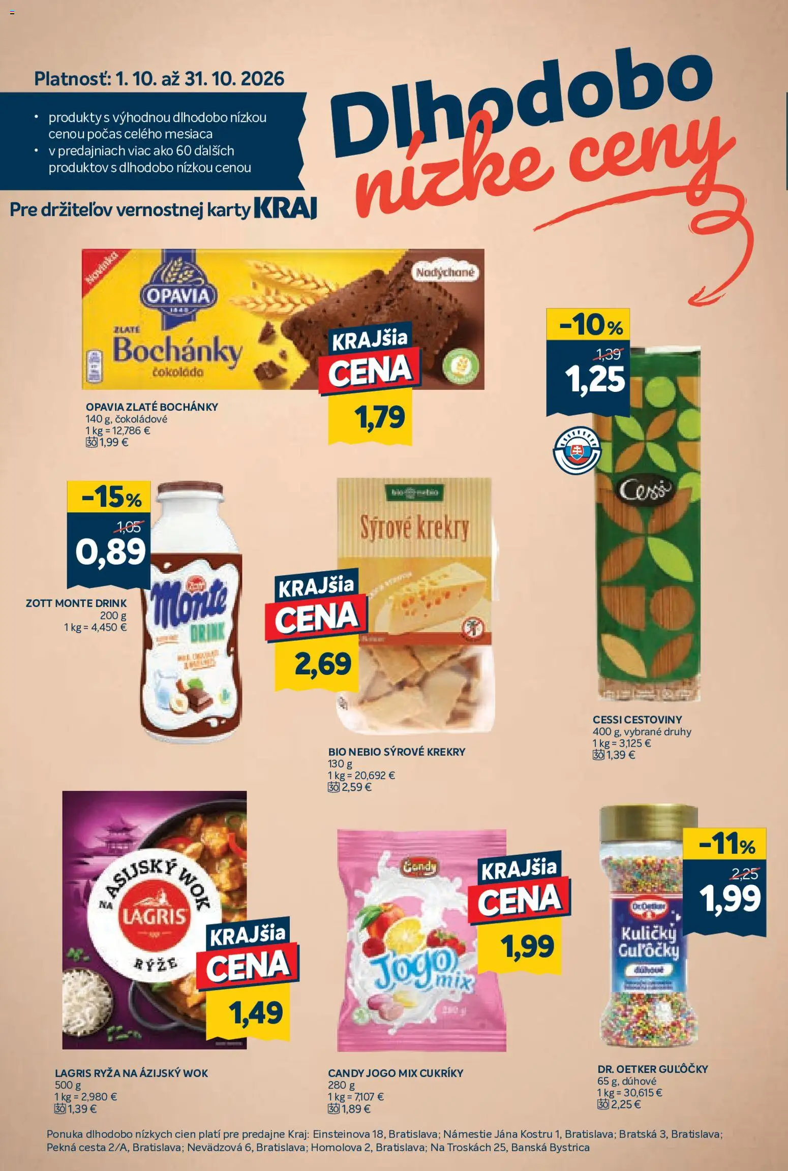 Náhľad Kraj letáku platného od 22.10.2026 - Cestoviny, Čokoláda, Ryža, Krekry, Cukríky