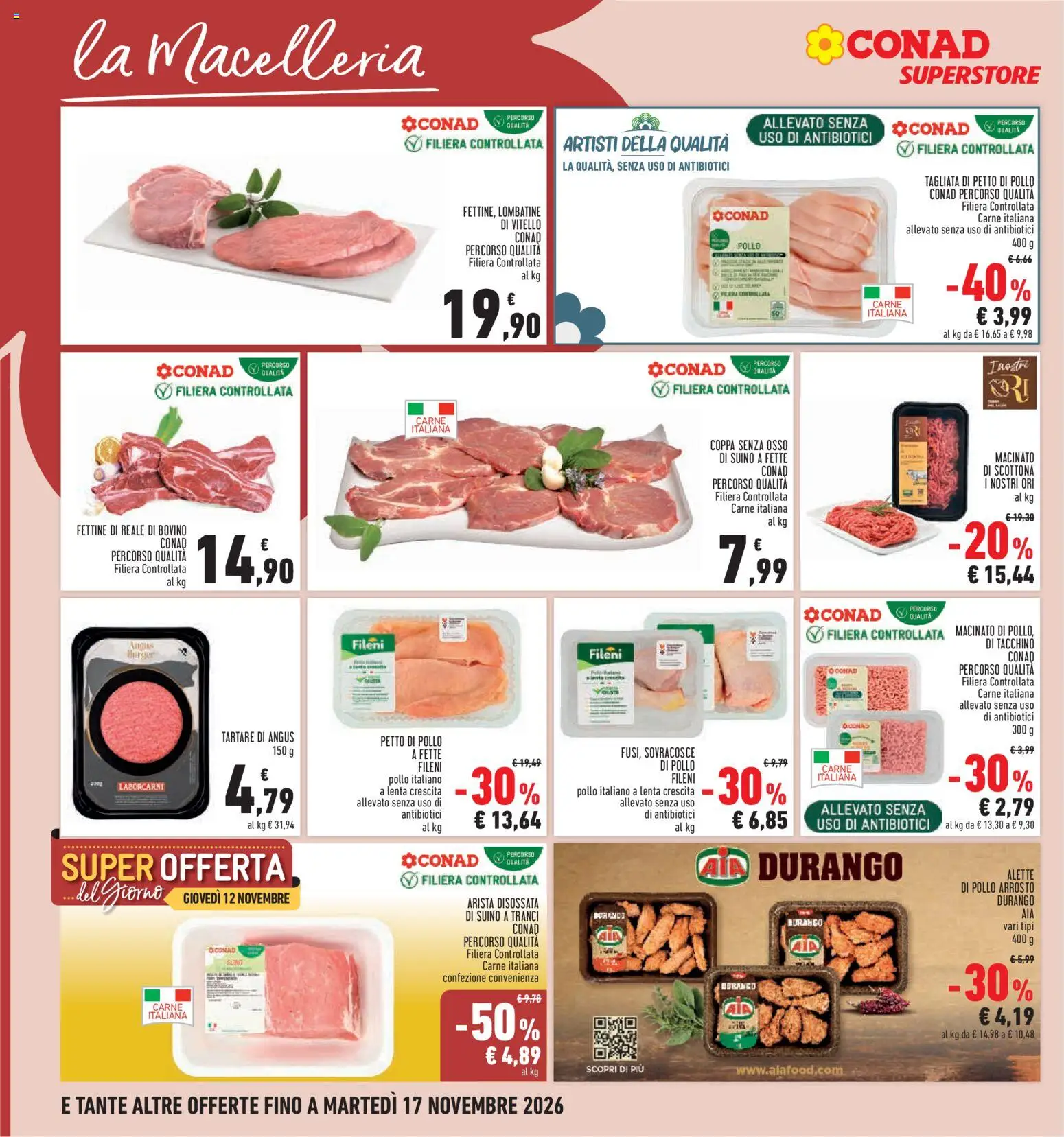 Anteprima dell'opuscolo Conad volantino Superstore Lazio dal negozio Conad valido da 05/11/2026 - Pollo, Carne, Bovino, Petto di Pollo, Vitello, Suino, Arrosto, Macinato