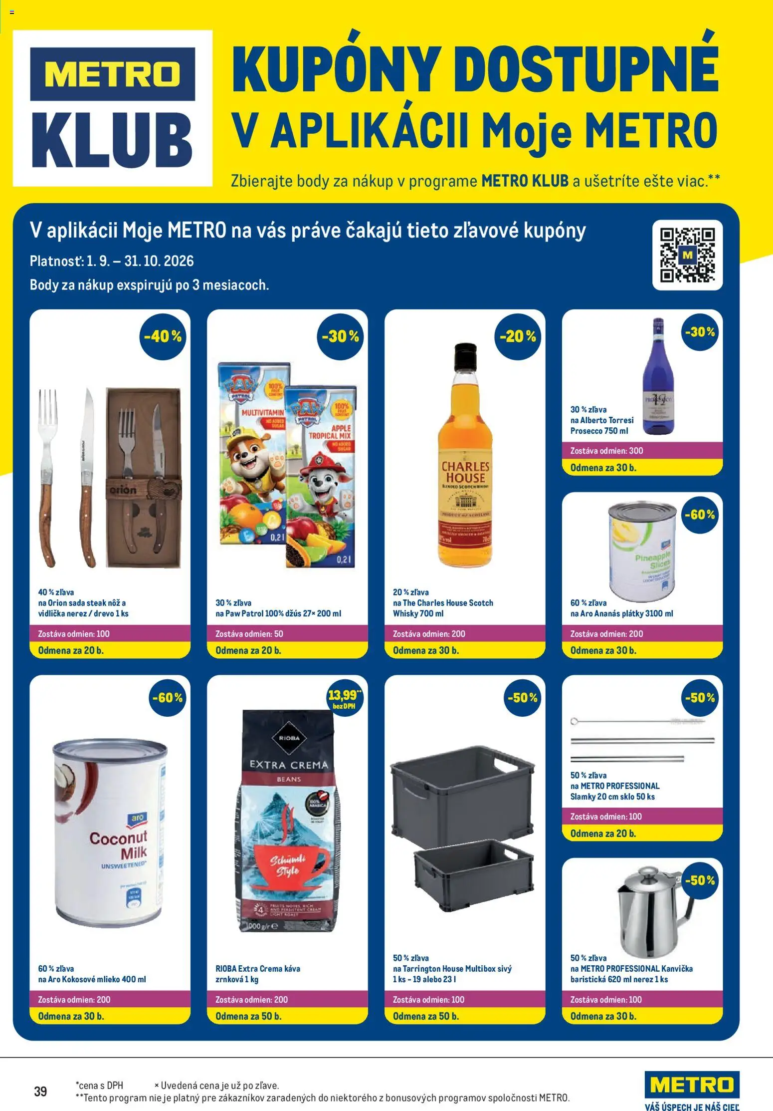 Náhľad Metro letáku platného od 07.10.2026 - Apple, Káva, Prosecco, Steak, Whisky, Džús, Kokosové mlieko, Ananás