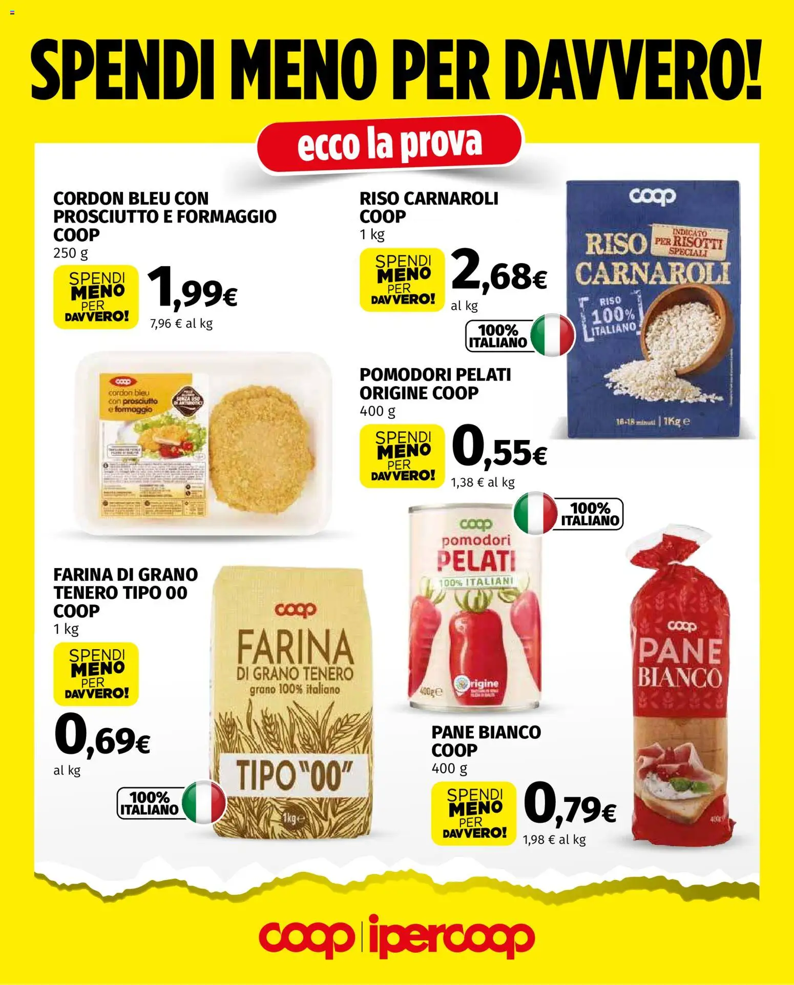 Anteprima dell'opuscolo COOP volantino Spendi meno dal negozio COOP valido da 10/09/2026 - Pane, Formaggio, Riso, Prosciutto, Farina, Pomodori, Riso Carnaroli