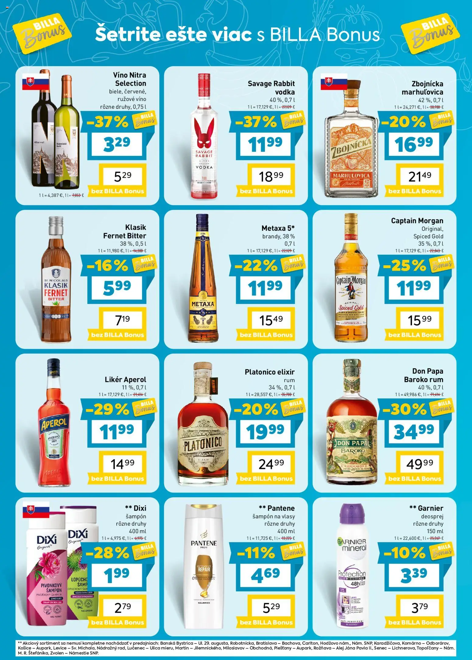 Náhľad Billa letáku platného od 21.10.2026 - Víno, Rum, Vodka, Metaxa, Don Papa, Brandy, Don Papa Baroko, Metaxa 5*